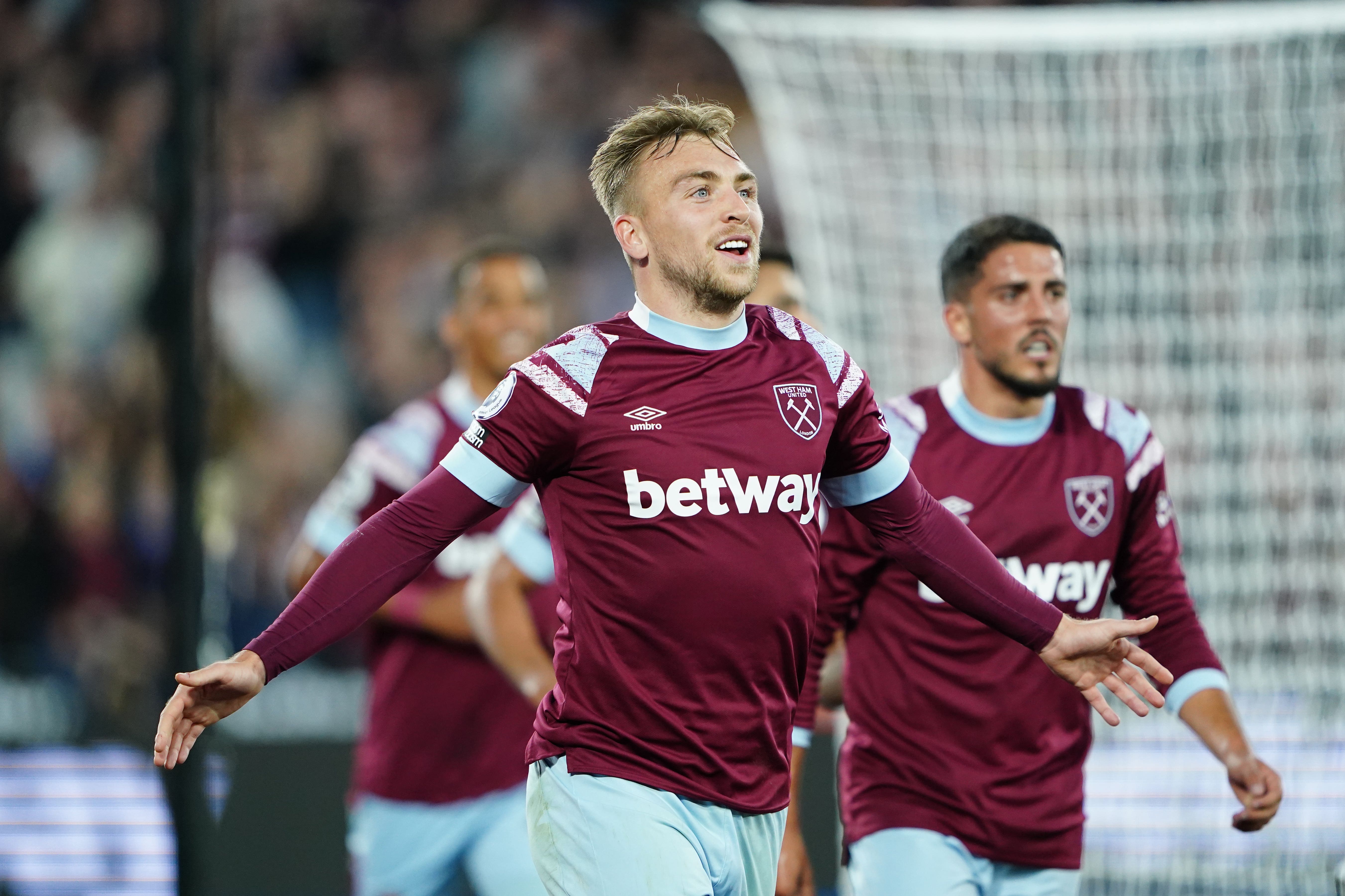 West Ham’s Jarrod Bowen celebrates scoring (Zac Goodwin/PA)