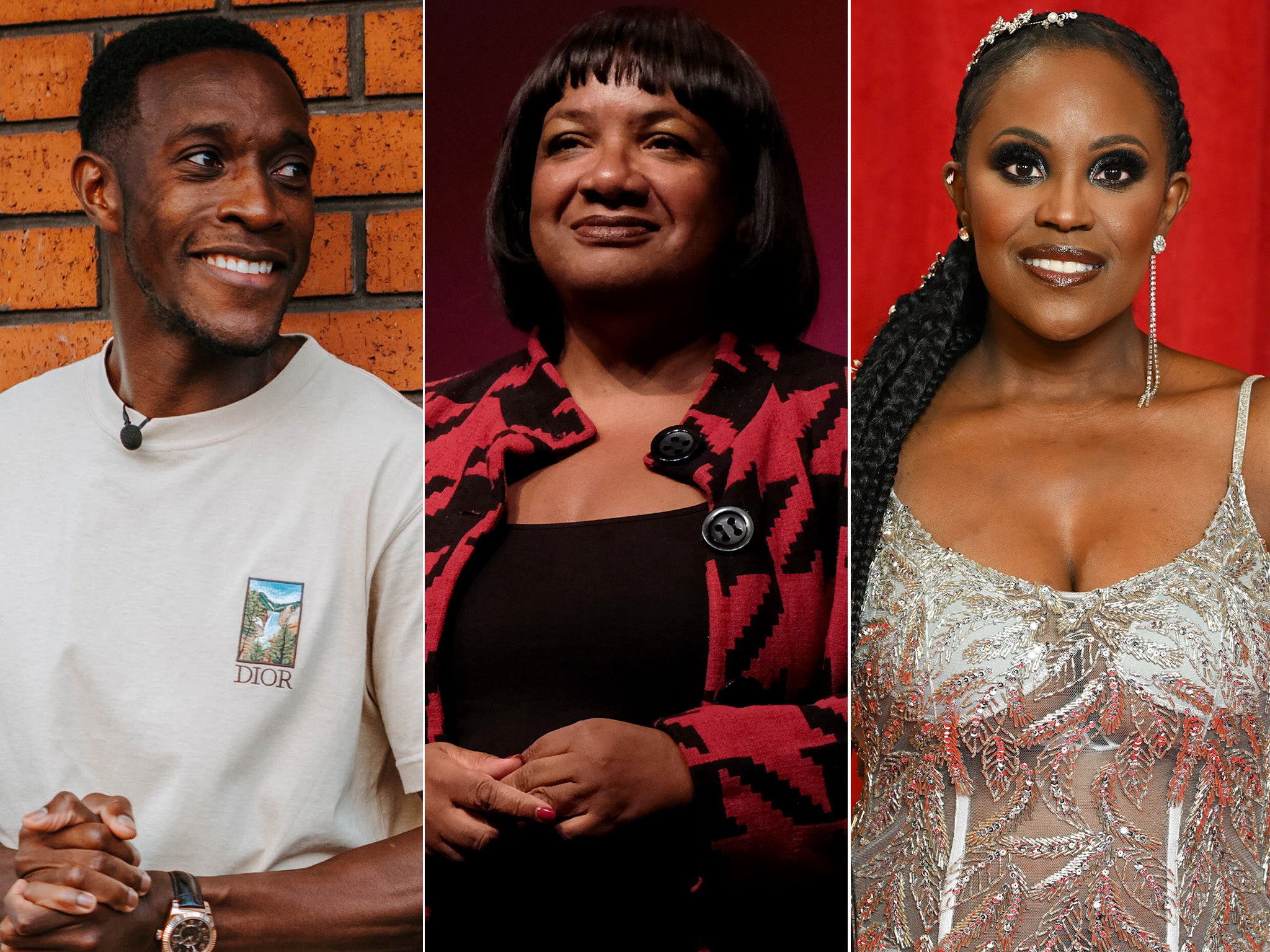 Famous faces: Danny Welbeck, Diane Abbott, Kéllé Bryan