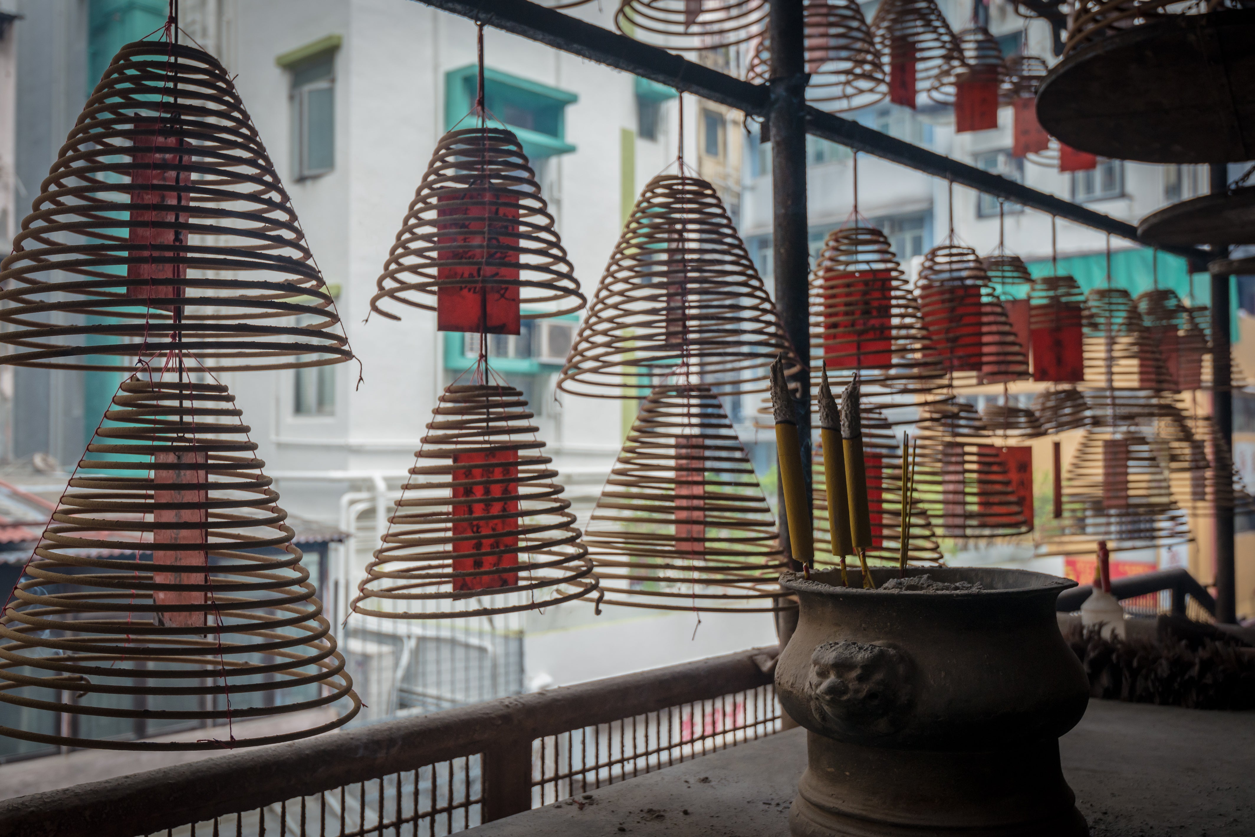 Head up Tai Ping Shan Street and you’ll find the dusty red walls of Kwong Fook I Tsz temple