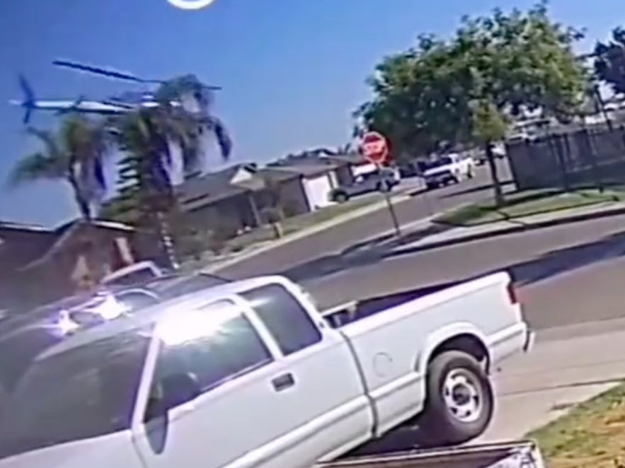 A doorbell camera caught a dramatic helicopter crash in Fresno, California