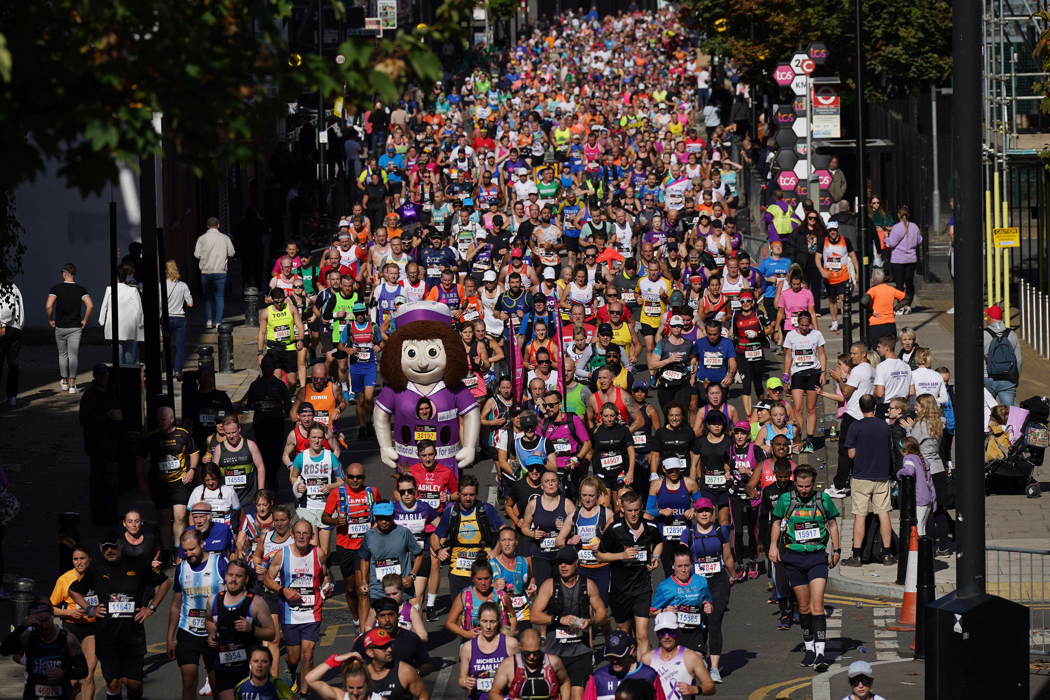 The man, from South East England, collapsed between mile 23 and 24 (Yui Mok/PA)