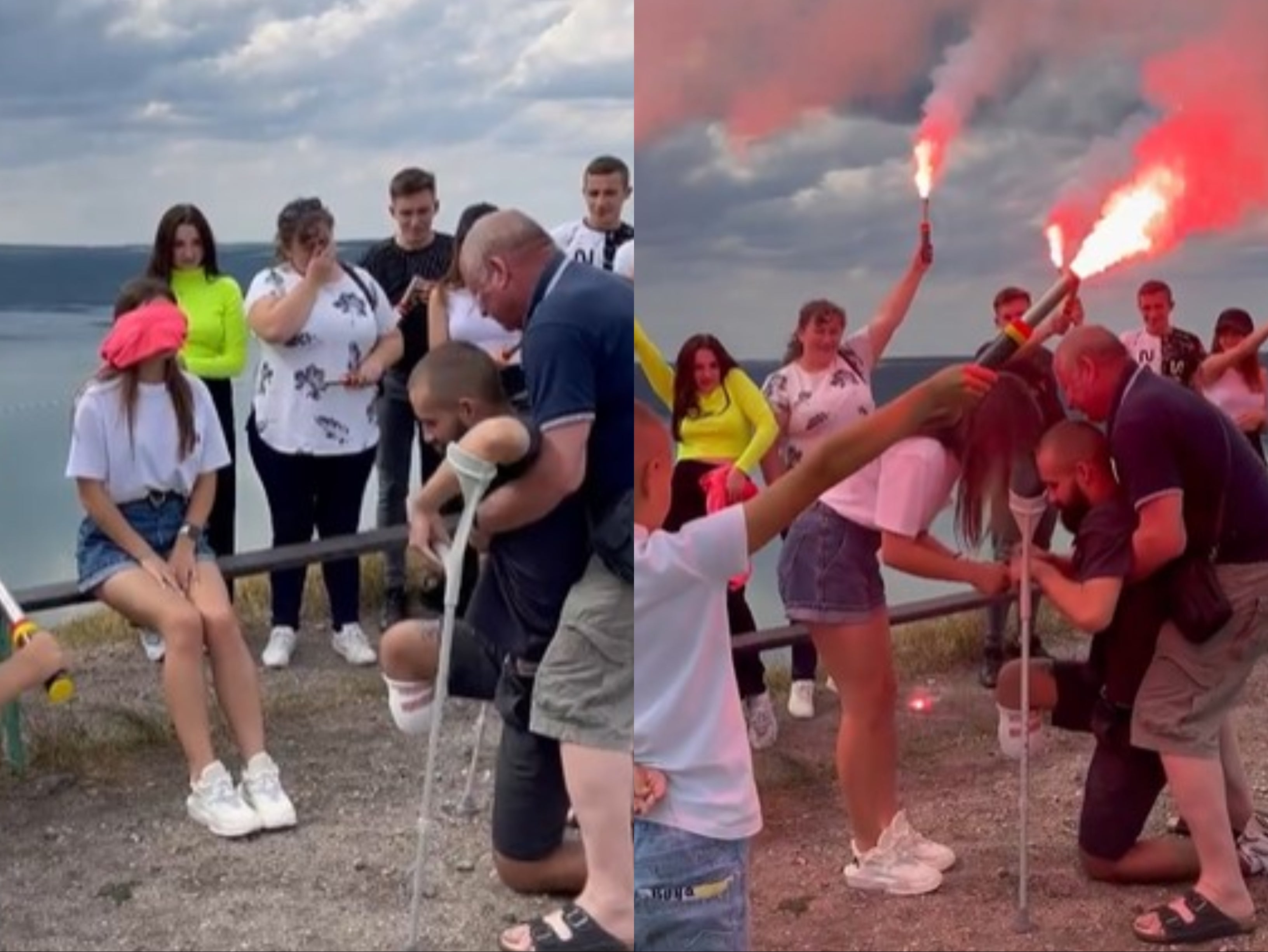 Roman Dobryak proposes to his partner, Julia