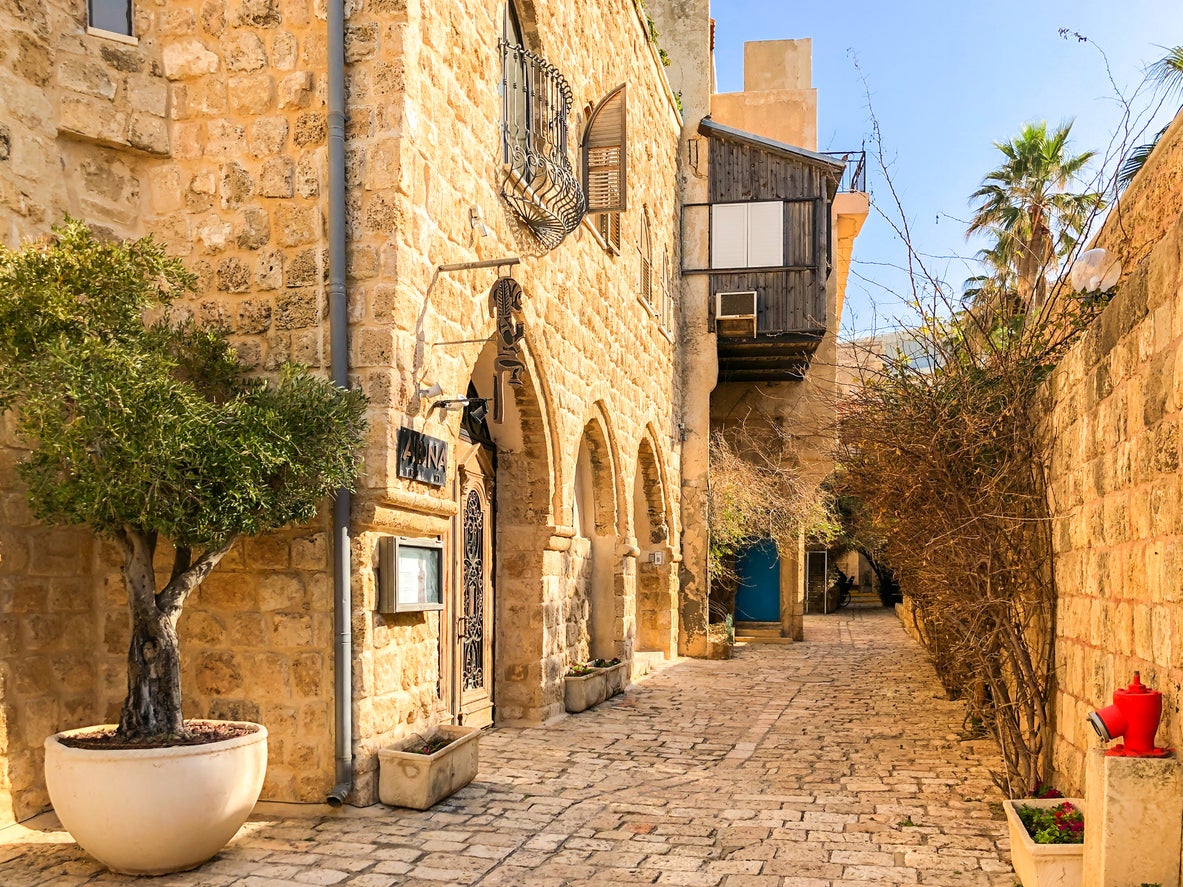 Ancient stone streets in Artists Quarter of Old Jaffa, Israel