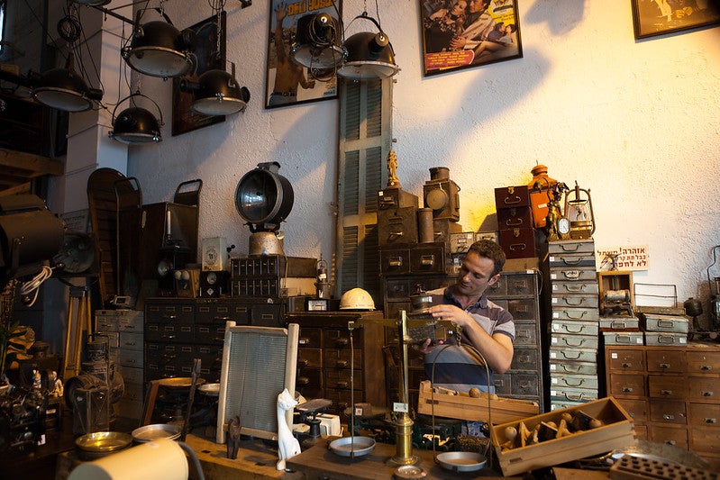 A vendor at Jaffa Flea Market