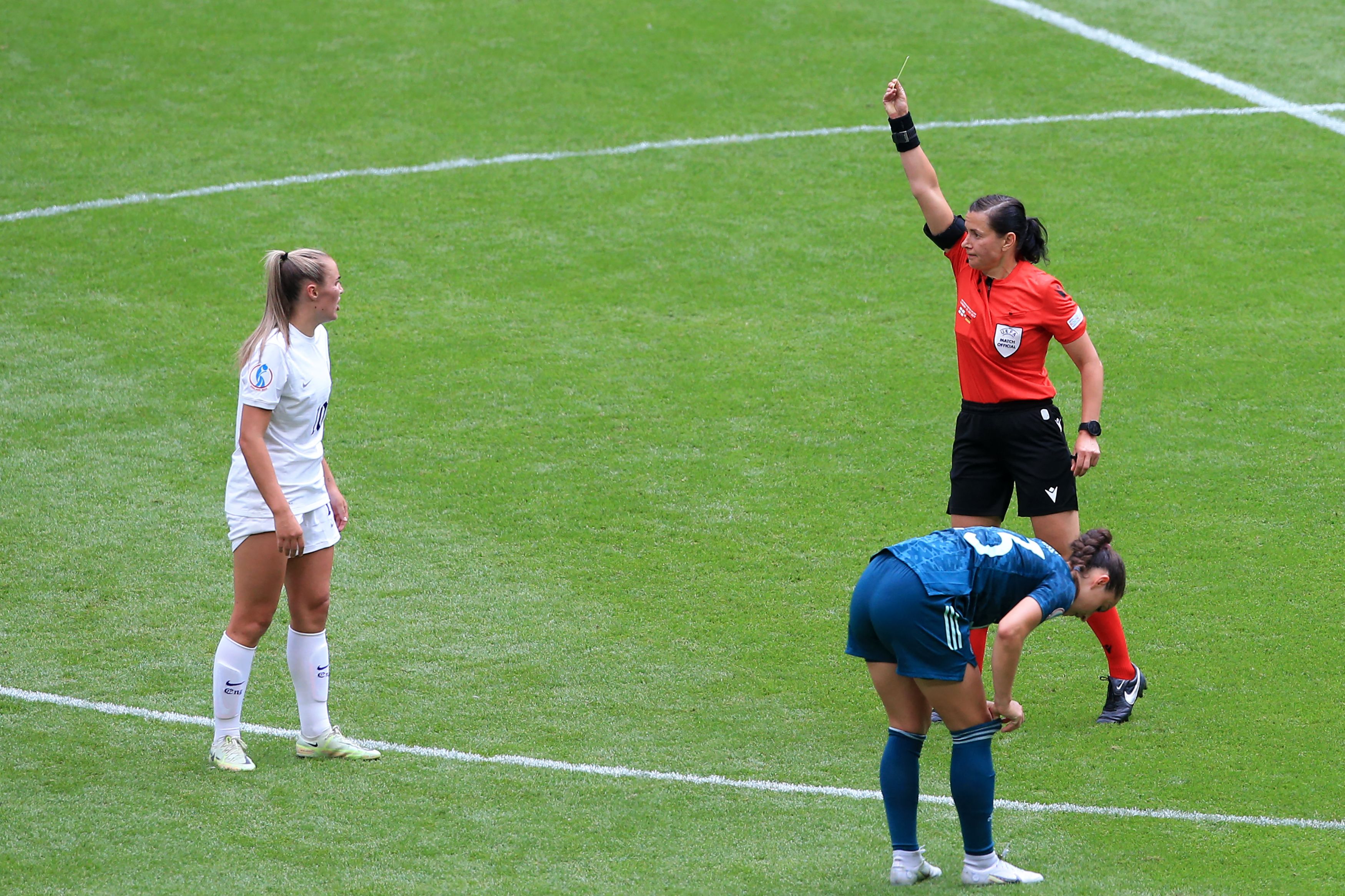 Stanway was yellow-carded midway through the first half of the Euros final and had to walk a tightrope thereafter