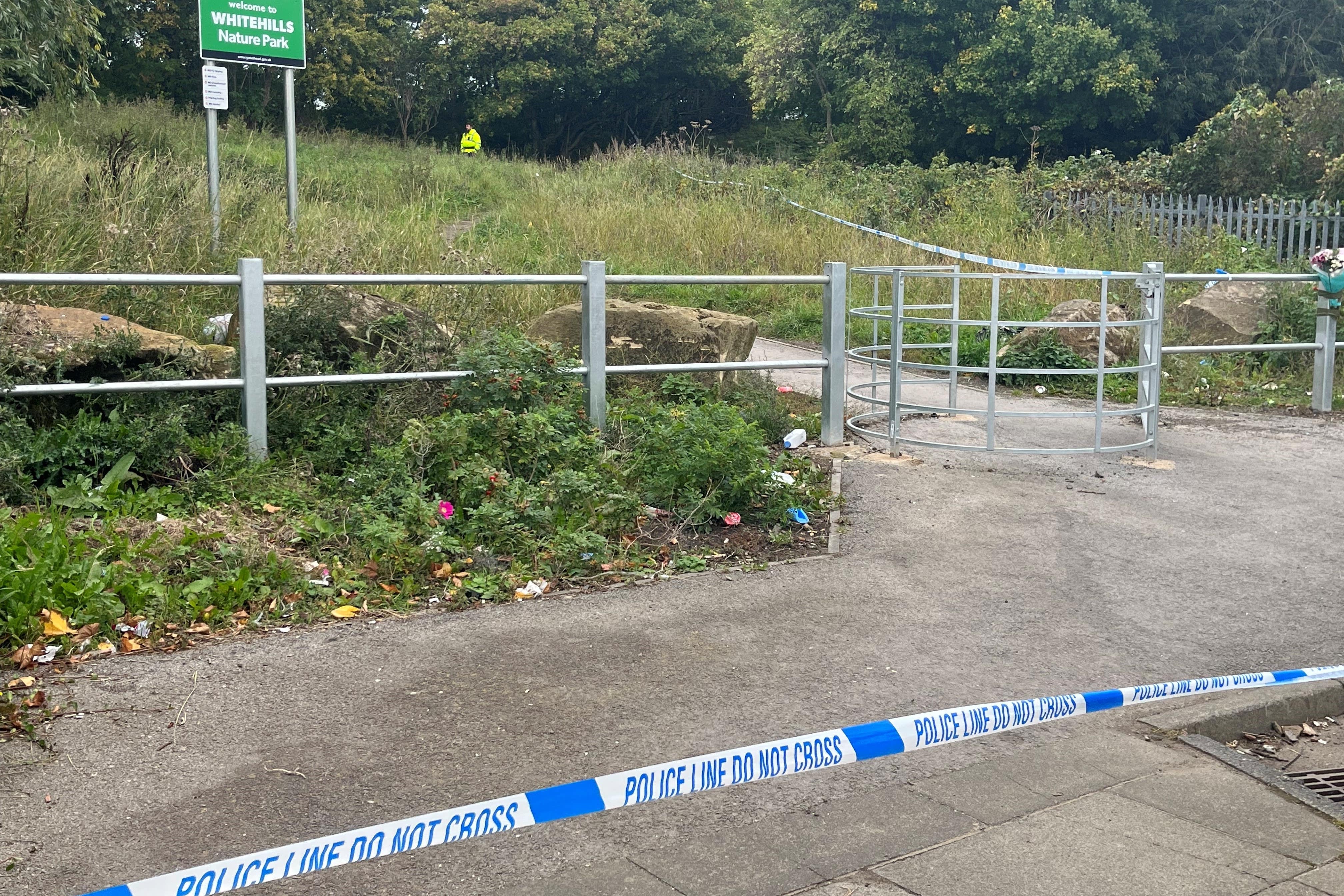 The scene at Aycliffe Crescent, Gateshead, where a 14-year-old boy was fatally attacked (Katie Dickinson/PA)