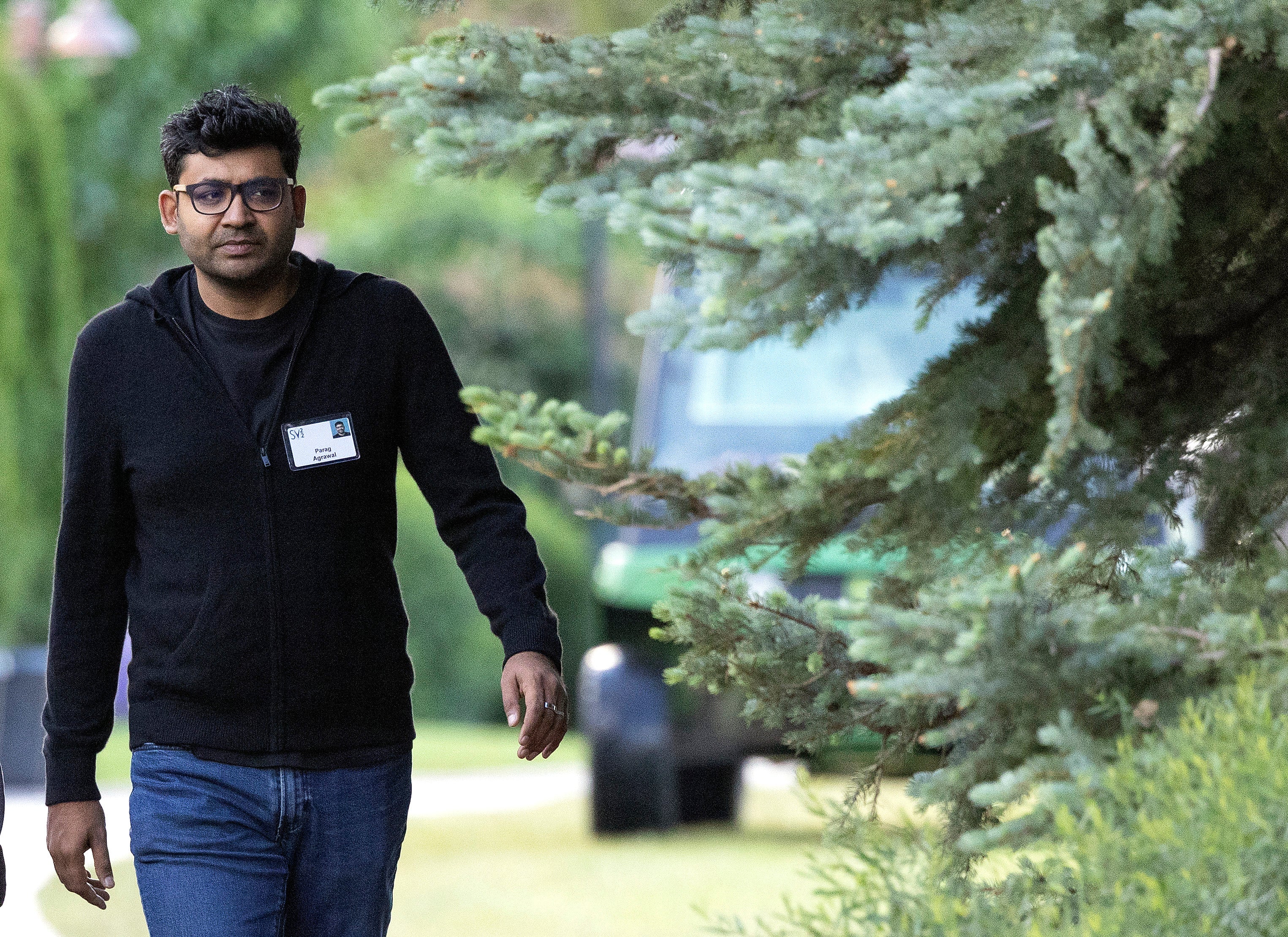 Parag Agrawal, CEO of Twitter, walks to a morning session during the Allen & Company Sun Valley Conference on July 07, 2022 in Sun Valley, Idaho.