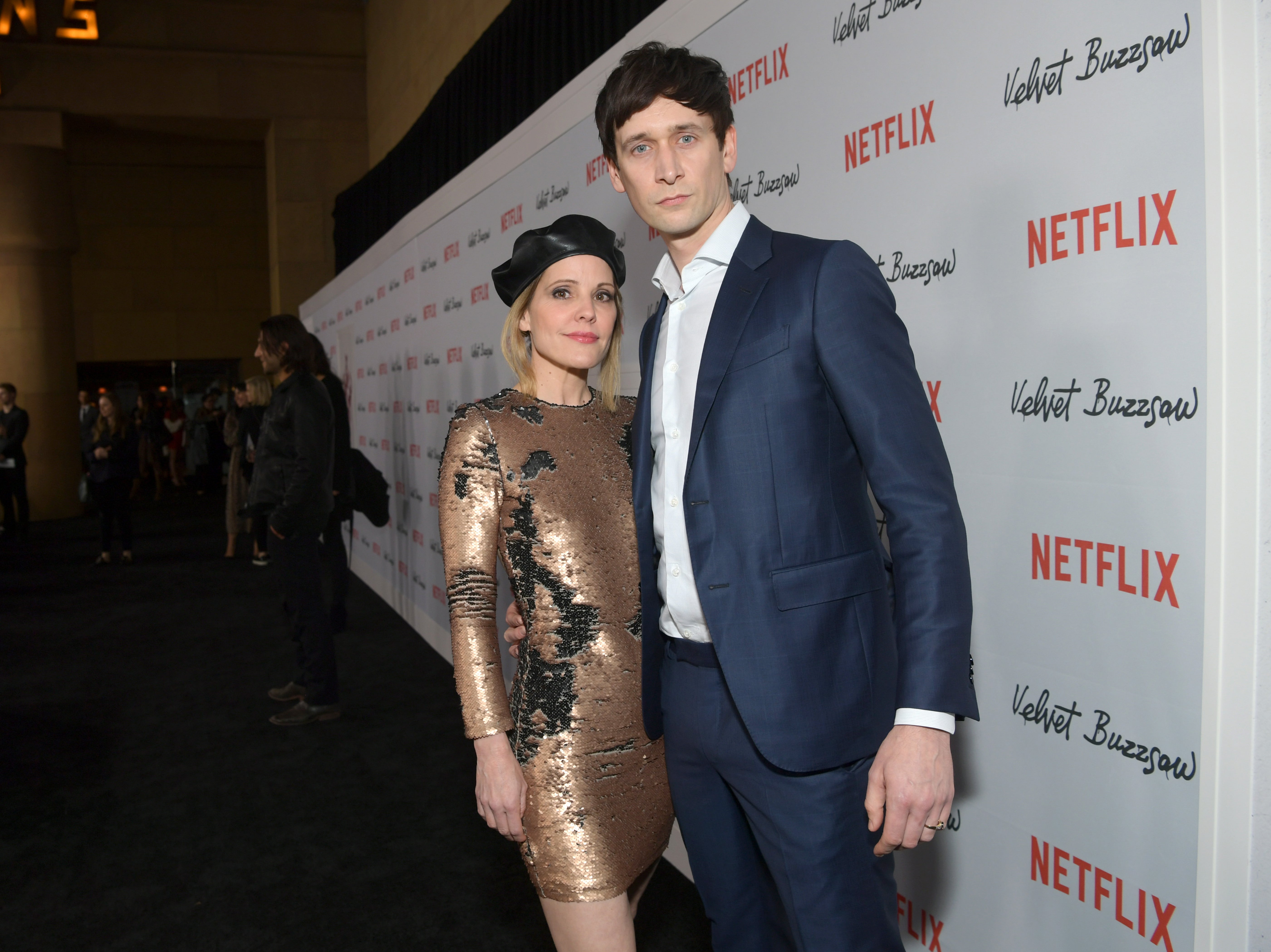 Emma Caulfield and Mark Ford attend the Los Angeles premiere screening of "Velvet Buzzsaw" at American Cinematheque's Egyptian Theatre on January 28, 2019