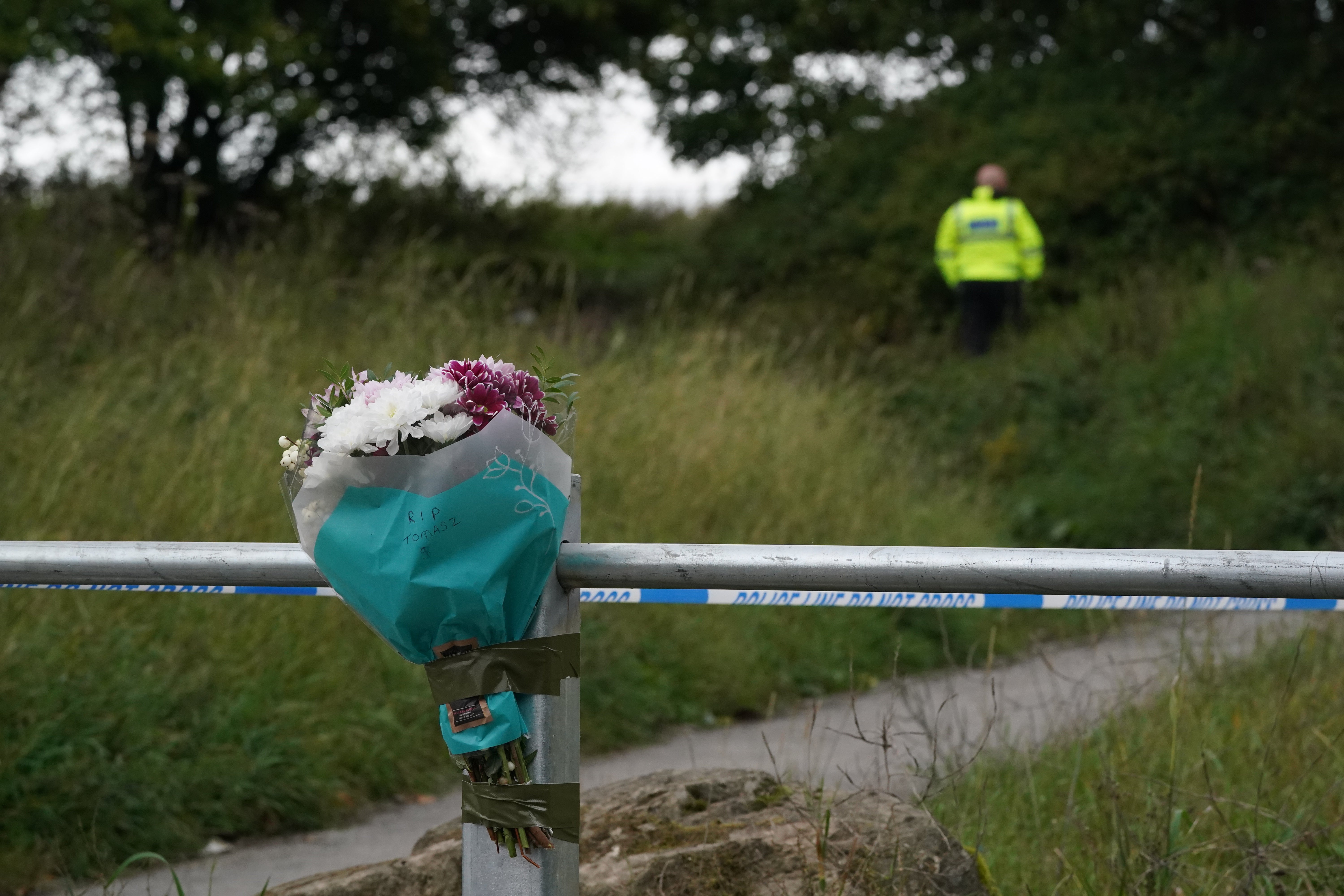 A floral tribute left at the scene on Aycliffe Crescent, Gateshead