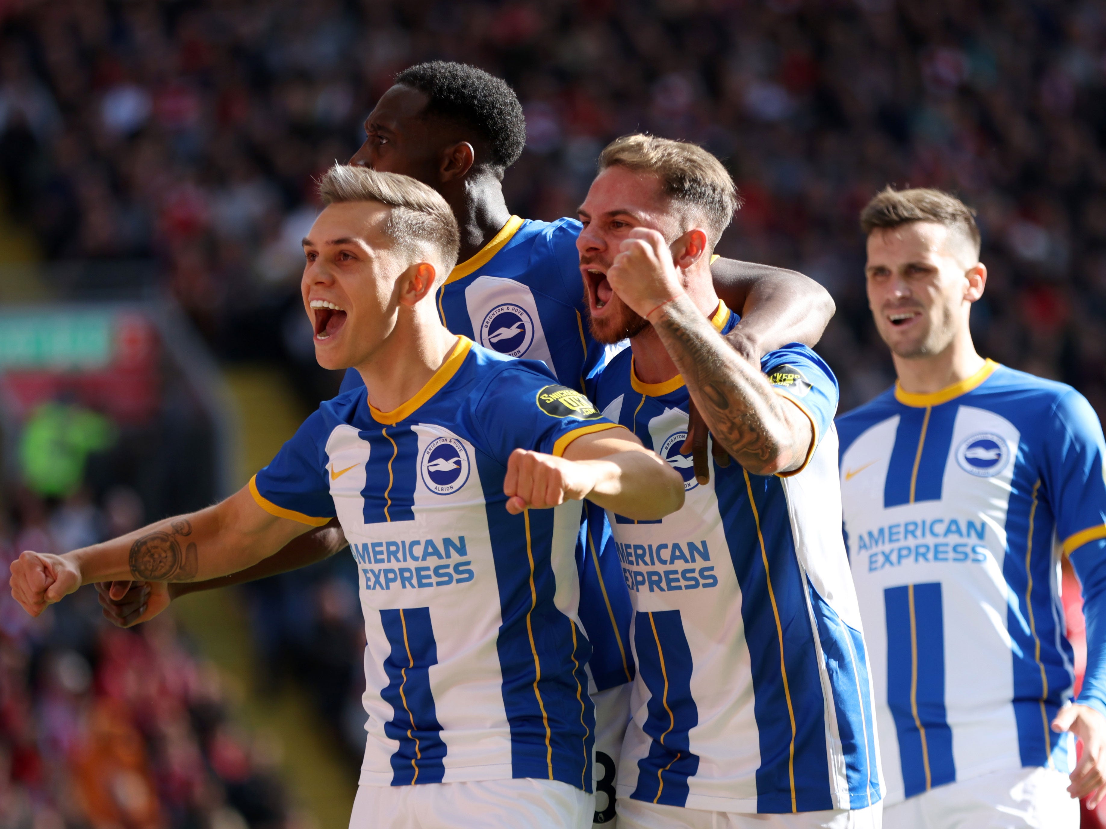 Brighton midfielder Leandro Trossard scored a hat-trick at Anfield