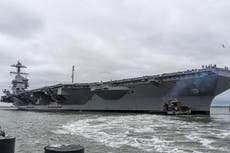 US Navy launches $13bn aircraft carrier Trump complained ‘just doesn’t look right’