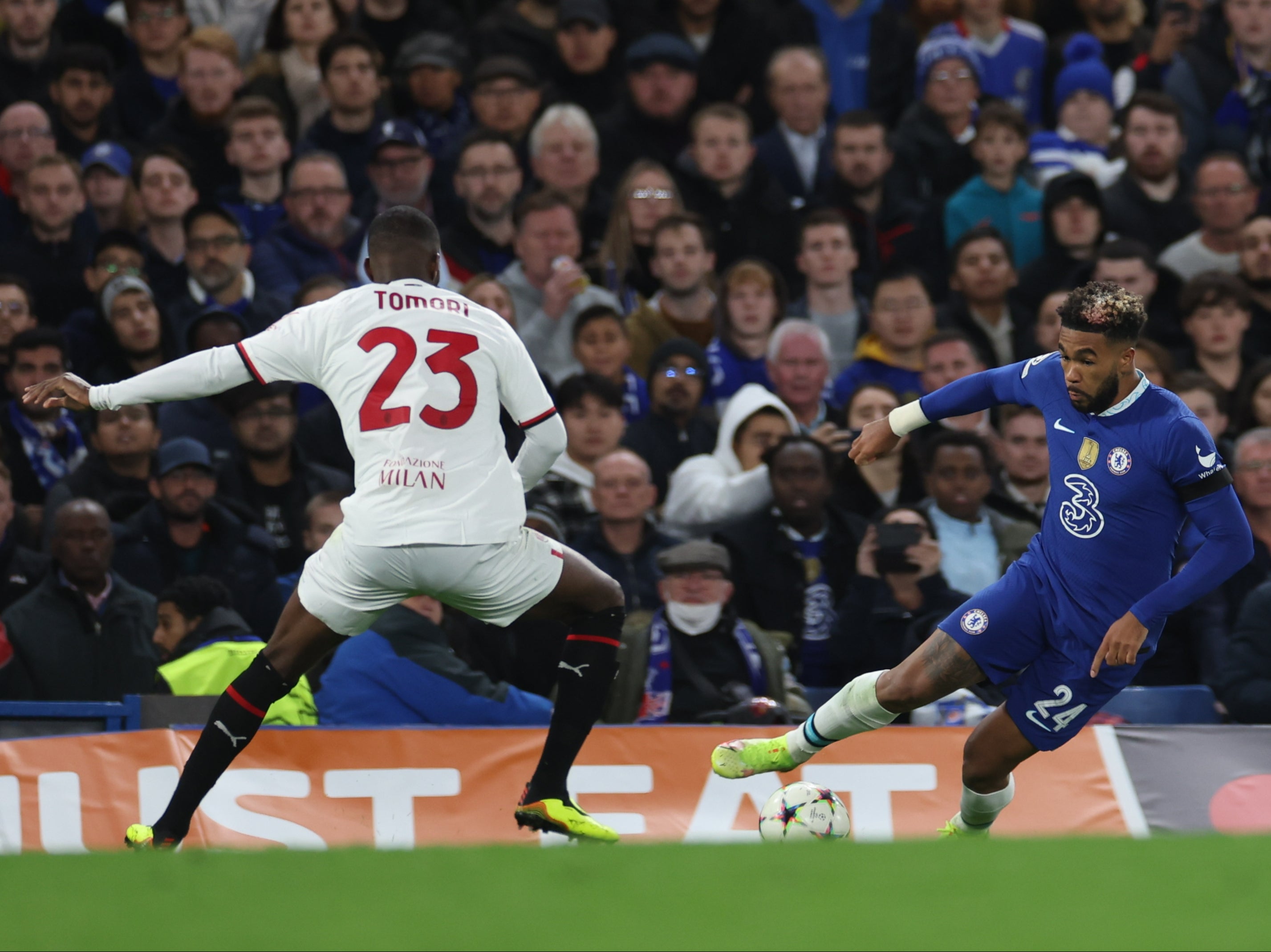 Reece James in action against Fikayo Tomori