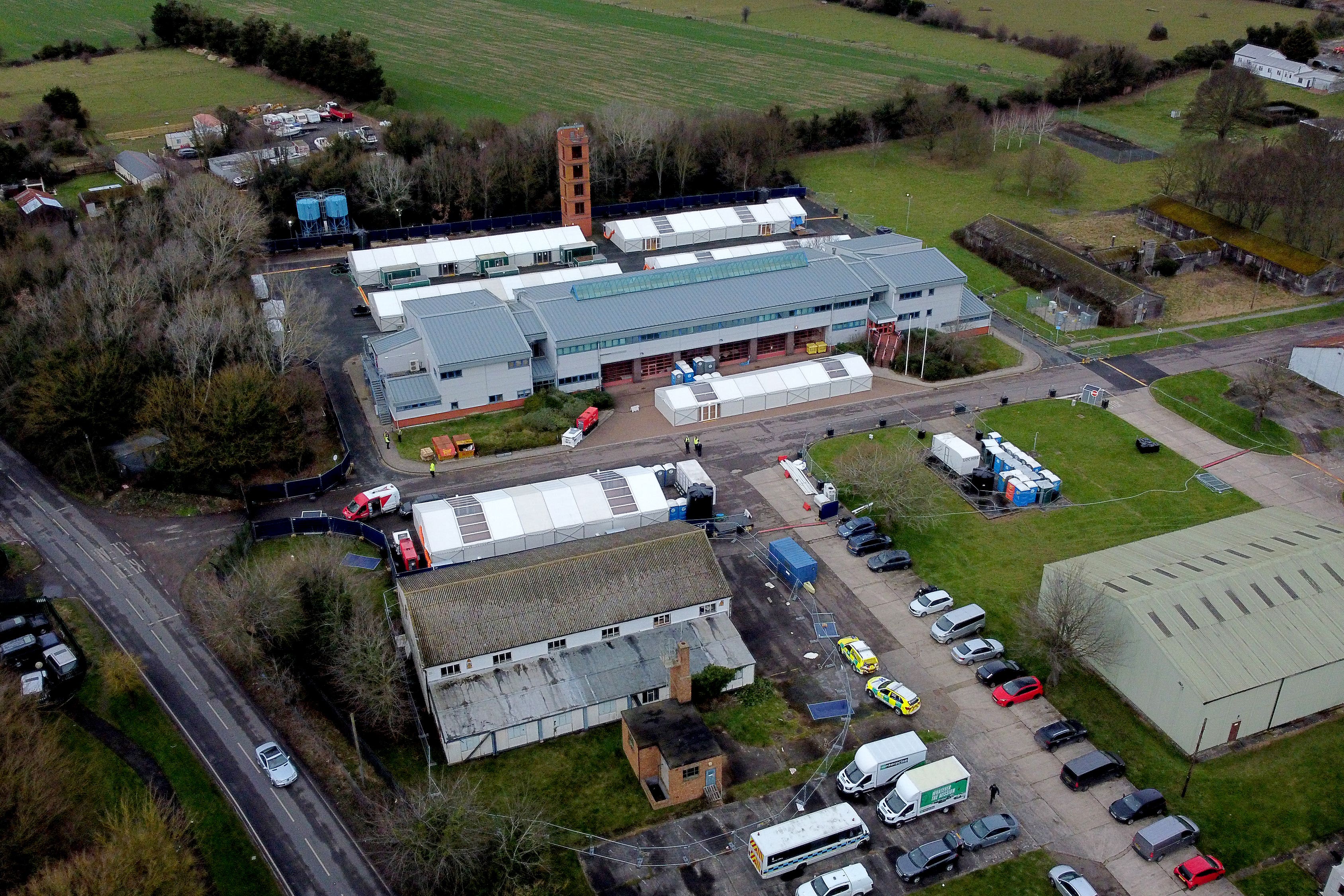 Part of the former Ministry of Defence (MoD) site in Manston, Kent, which has been made ready to support and process people thought to be migrants rescued in the Channel (Gareth Fuller/PA)