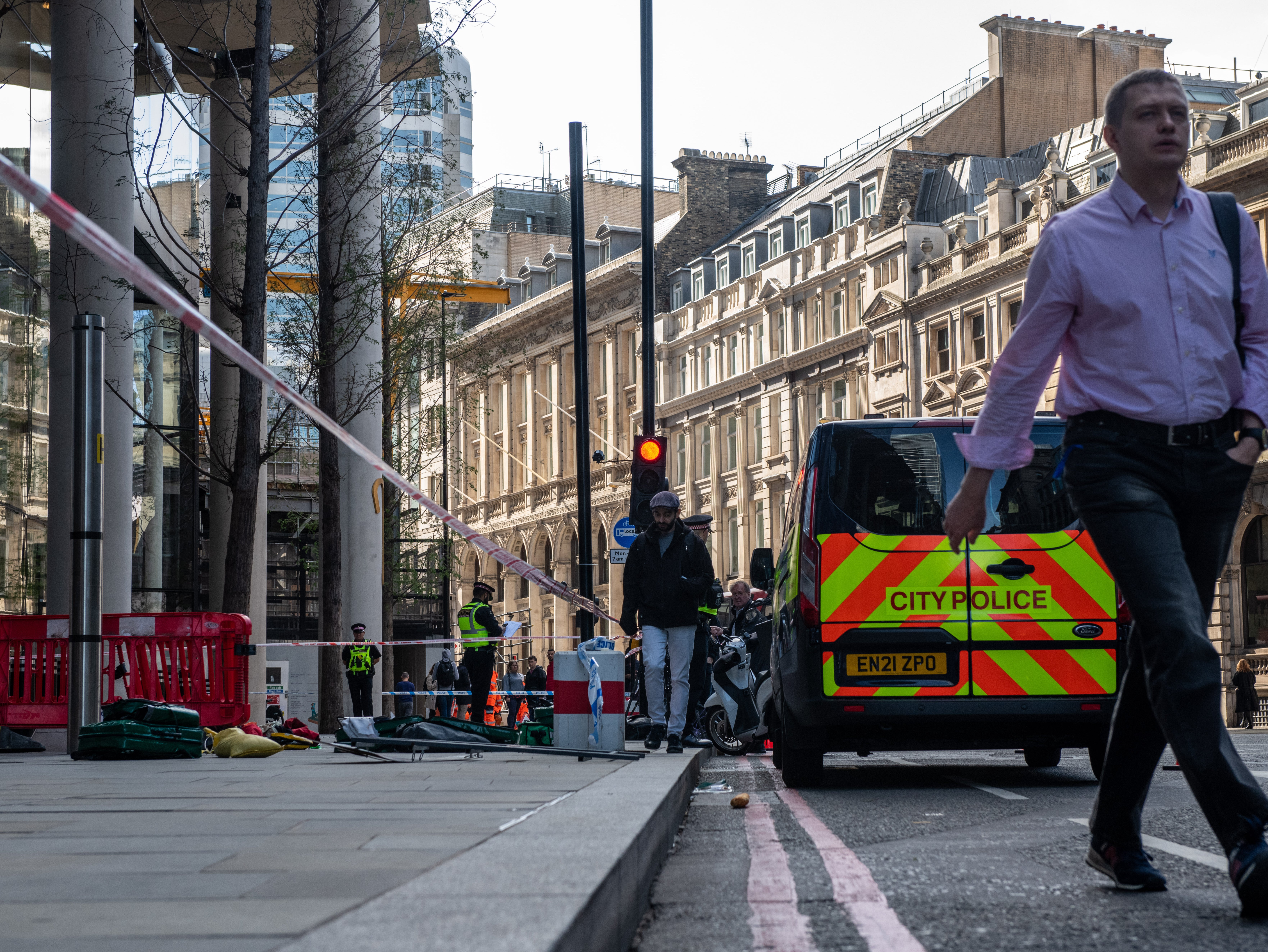 A cordon remained outside a skyscraper in the hours following the stabbing