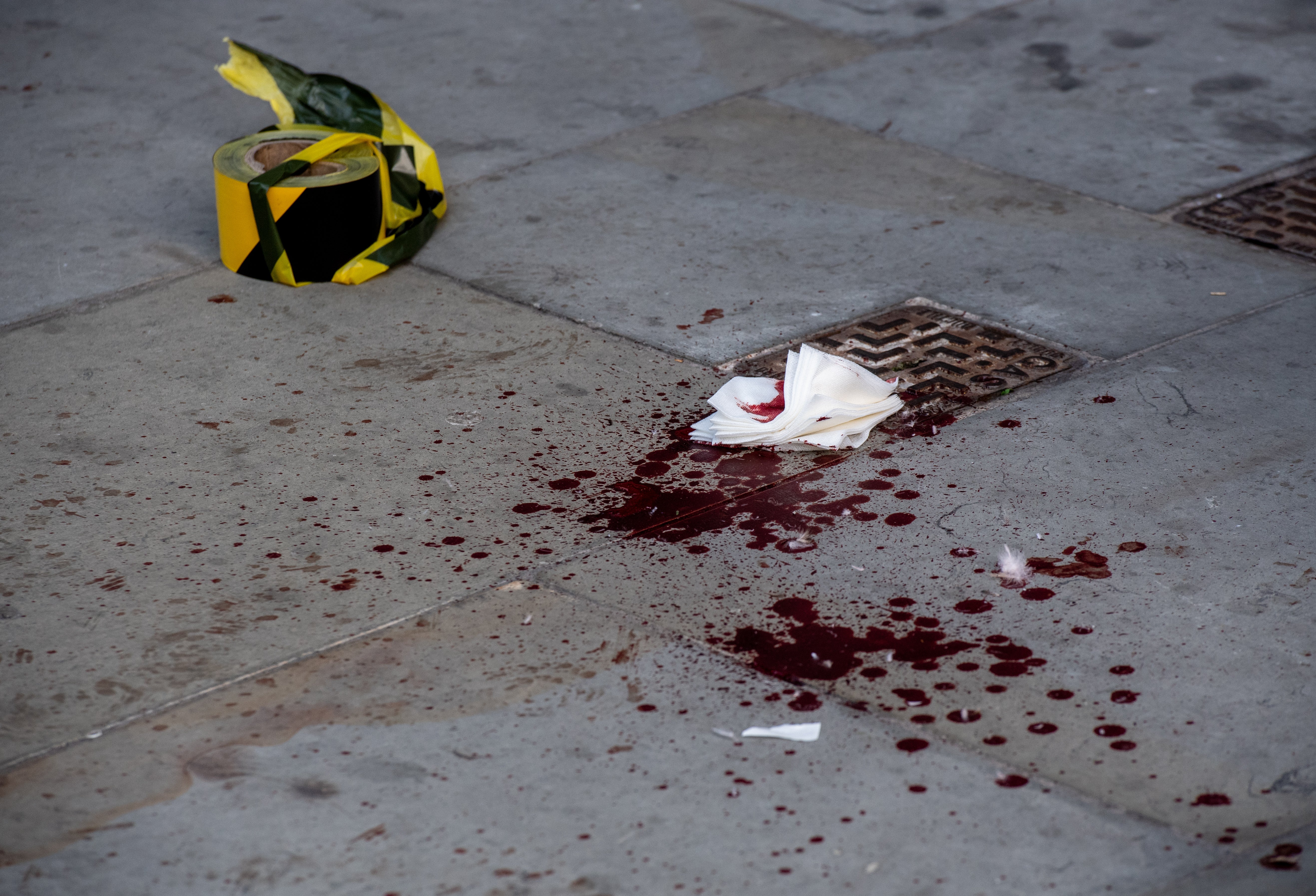 Blood on the streets in London after the triple stabbing