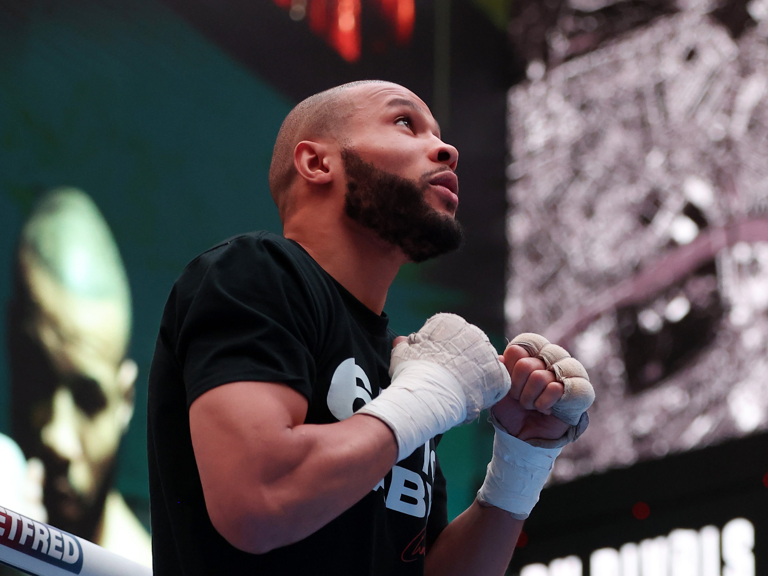 Chris Eubank Jr at open workouts before his fight with Benn was called off