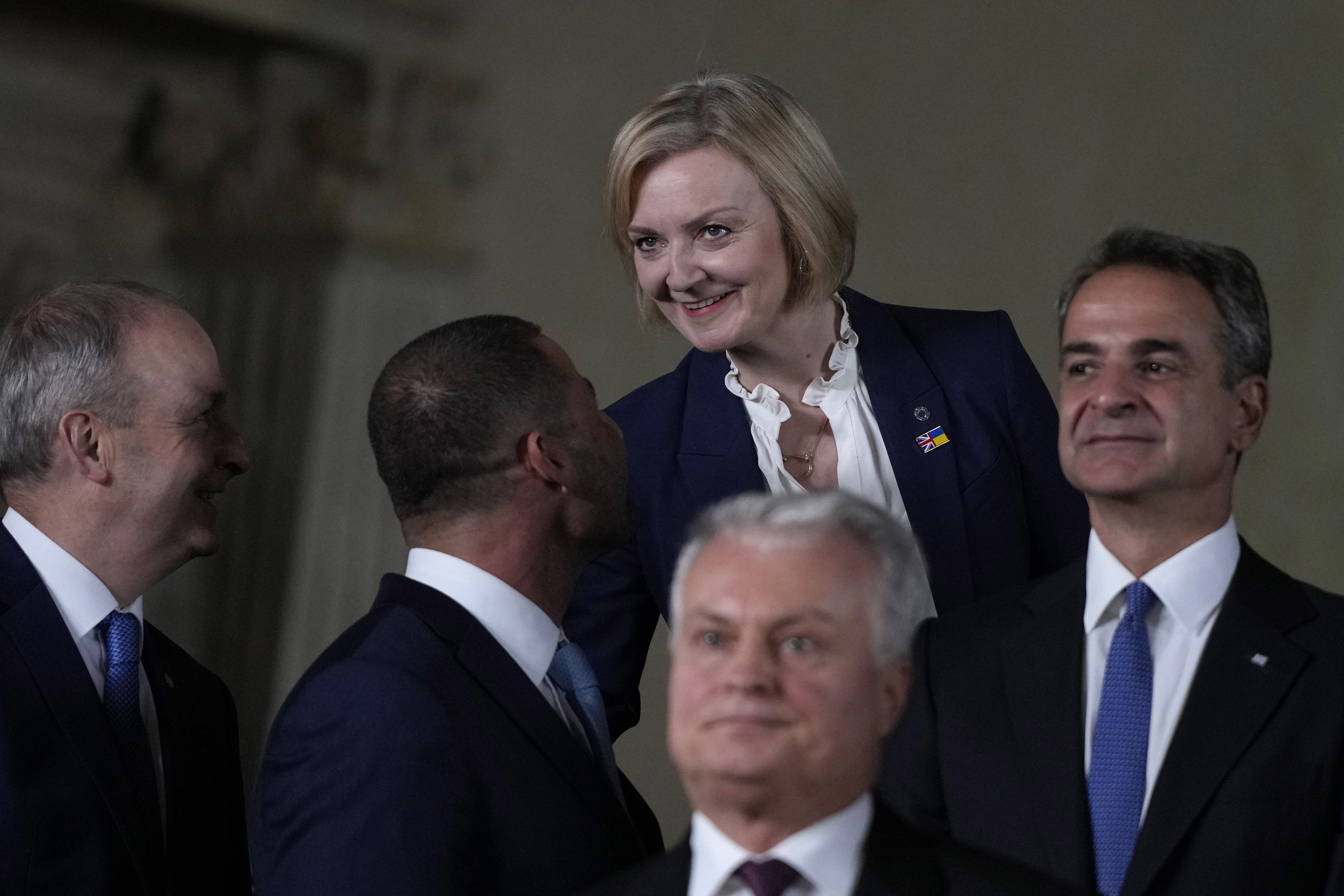 Prime Minister Liz Truss during a photo at the European Political Community (EPC) summit at Prague Castle in Prague, Czech Republic (Alistair Grant/PA)