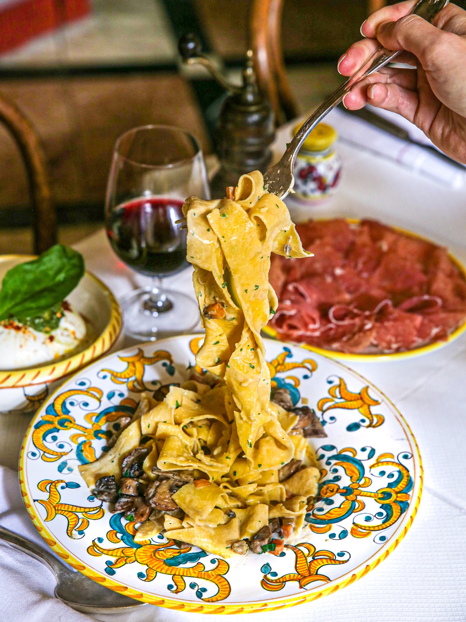 Tagliatelle with porcini mushrooms is usually served as a first course in the autumn