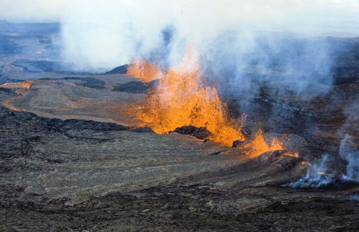 Fountaining lava on Mauna Loa, March 26th, 1984