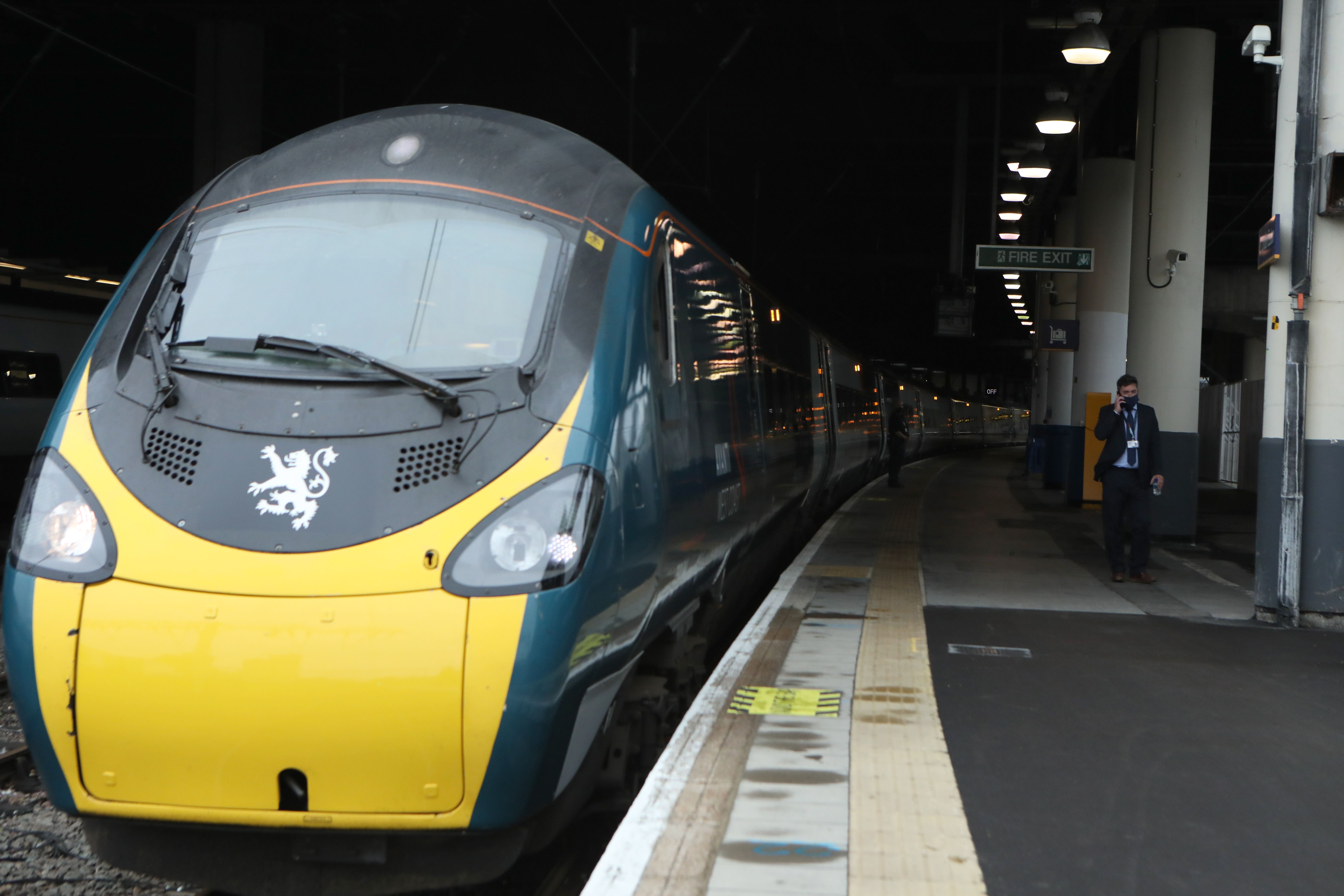 An Avanti West Coast Class 390 EMU train gets ready to depart from London Euston for Glasgow Central Station (Luciana Guerra/PA)