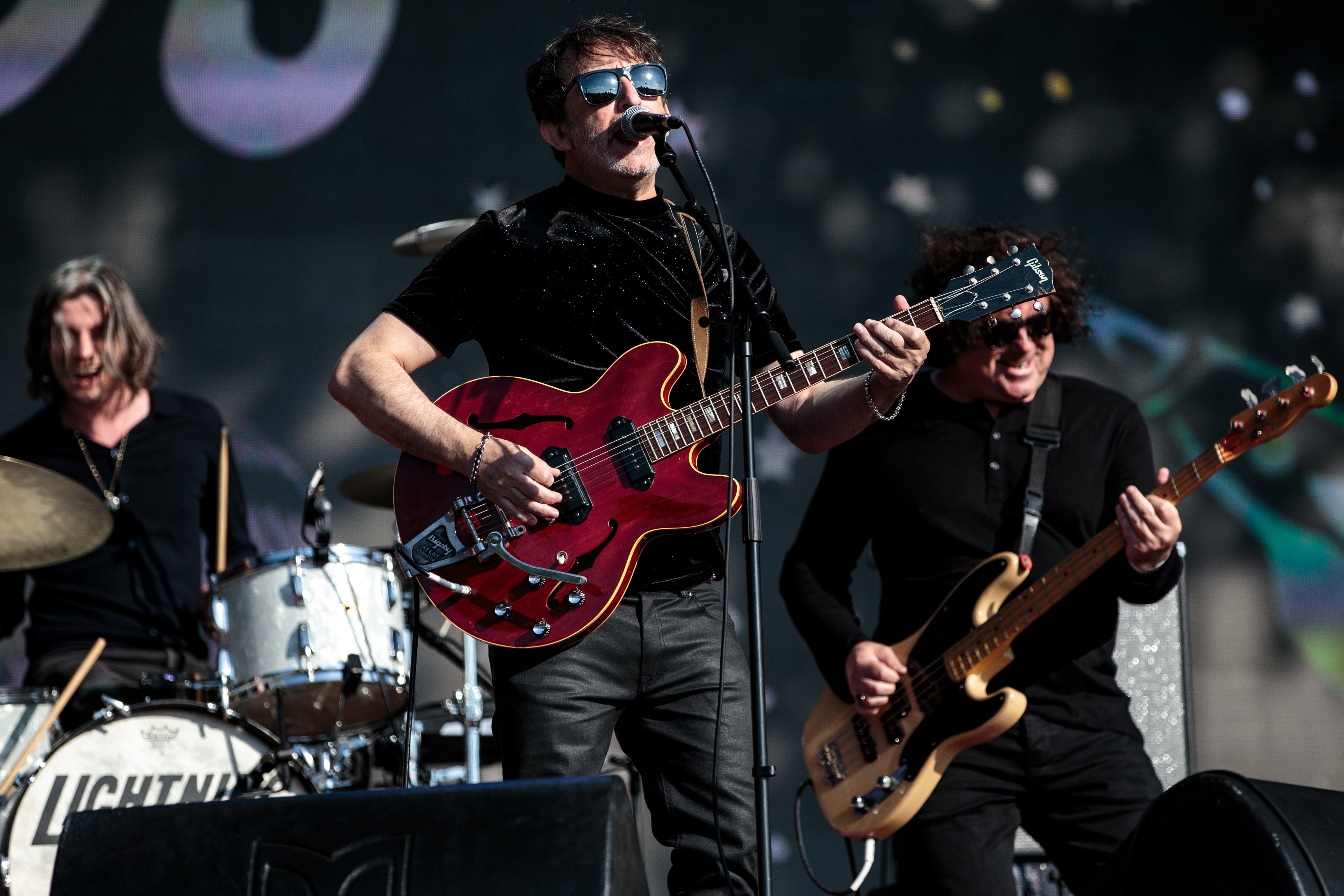 Broudie performing with The Lightning Seeds at Hyde Park, London, in 2018