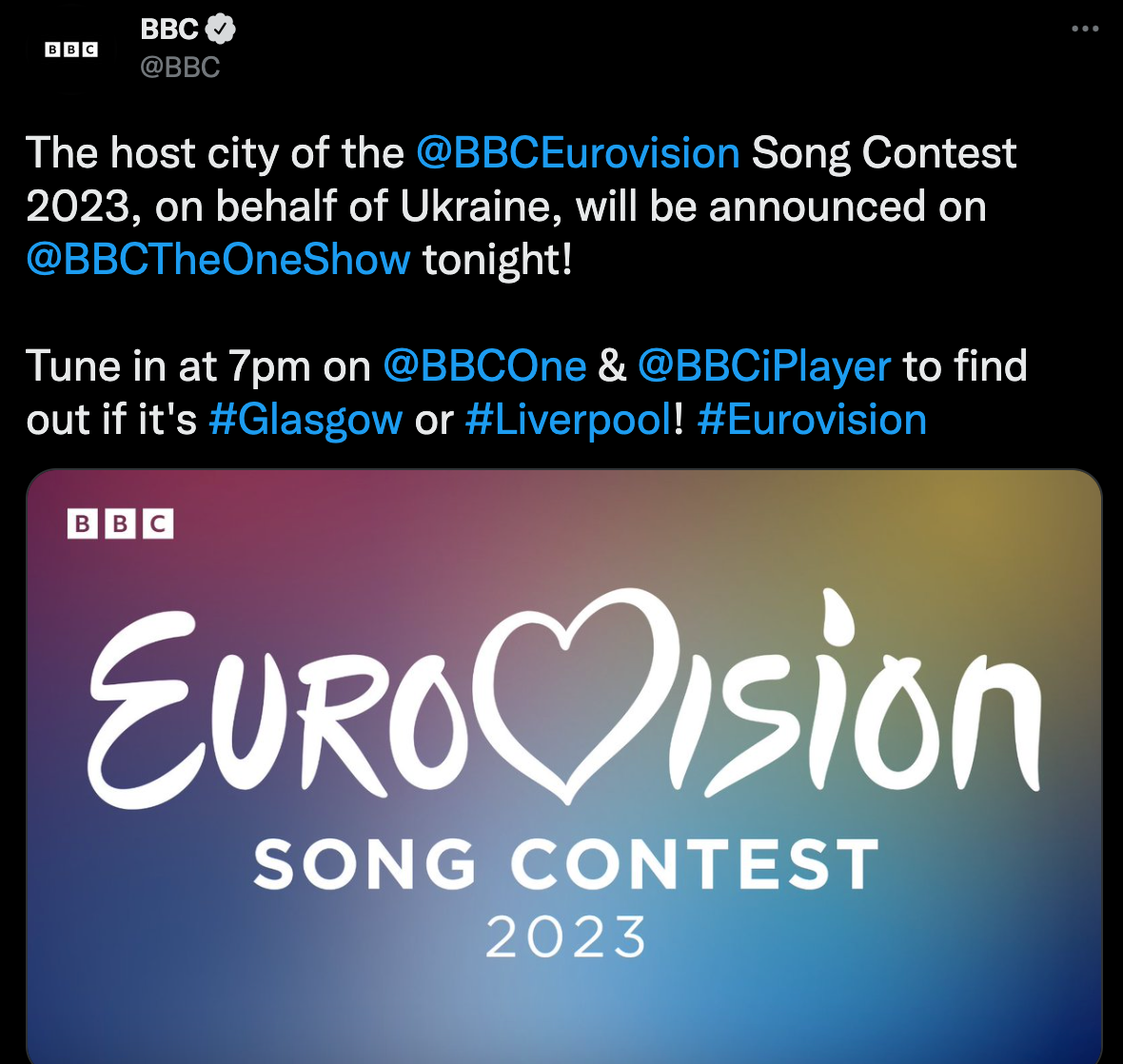 BBC confirms Eurovision 2023 host city will be announced on Friday (7 October)