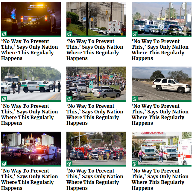 The Onion republishes a story with the same headline every time a mass shooting occurs in the US