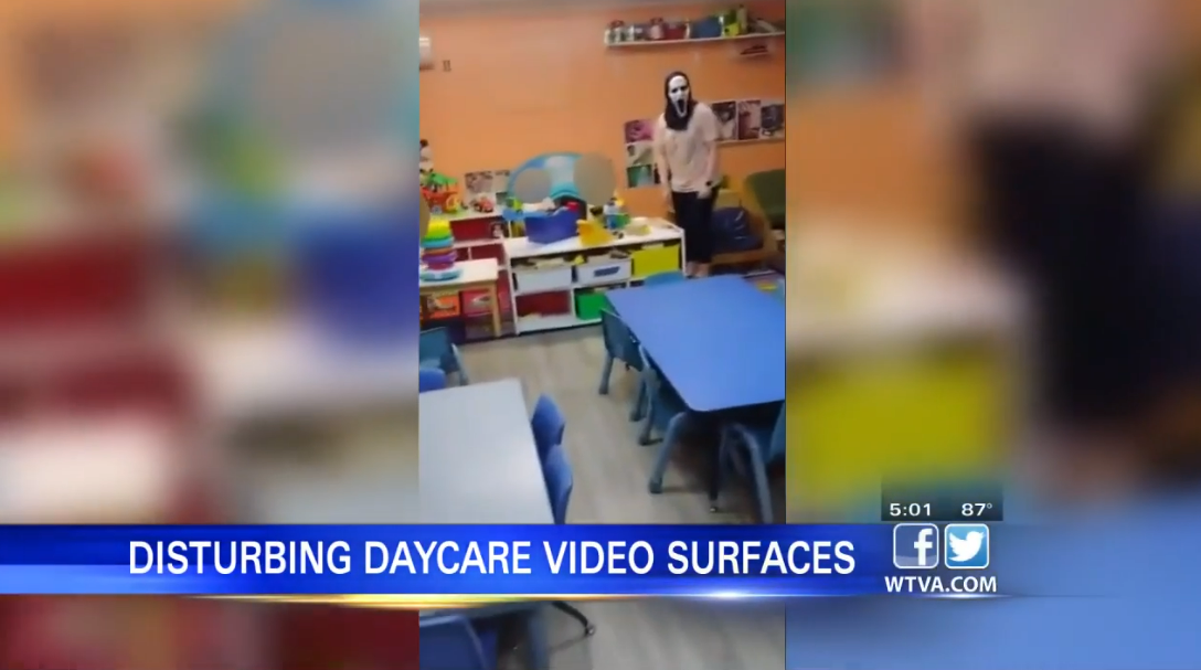 Footage from inside a Mississippi daycare shows employees taunting screaming toddlers in a frightening Halloween mask