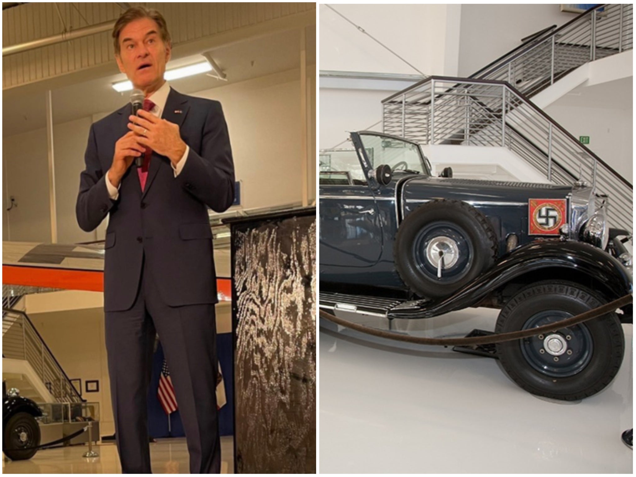 Dr Oz appeared at a fundraiser in California in front of a vehicle once owned by Adolf Hitler