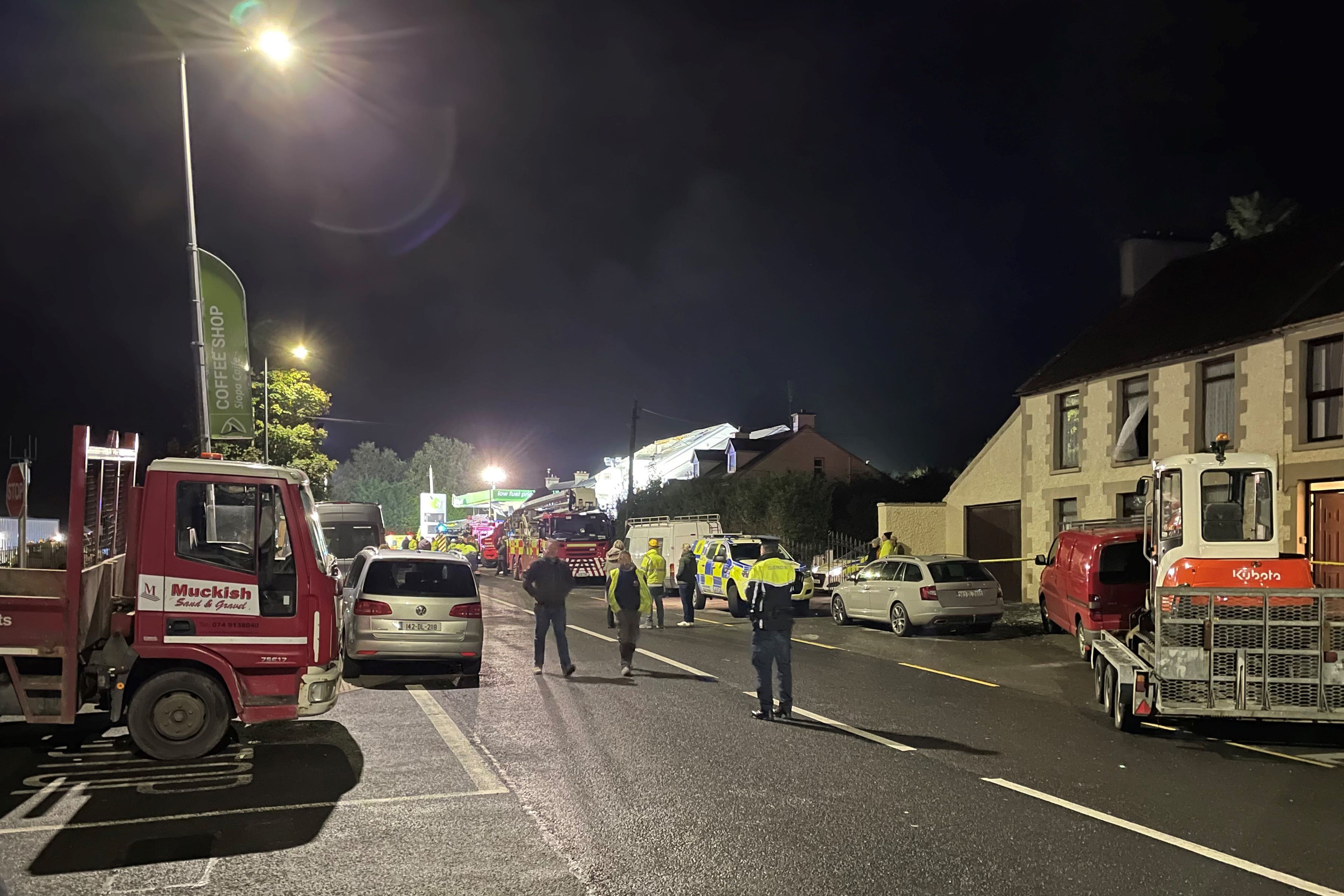 Emergency services at the scene at Applegreen service station located in the village of Creeslough in Co Donegal where multiple injuries have been reported after a explosion. Picture date: Friday October 7, 2022 (Jonathan McCambridge/PA)