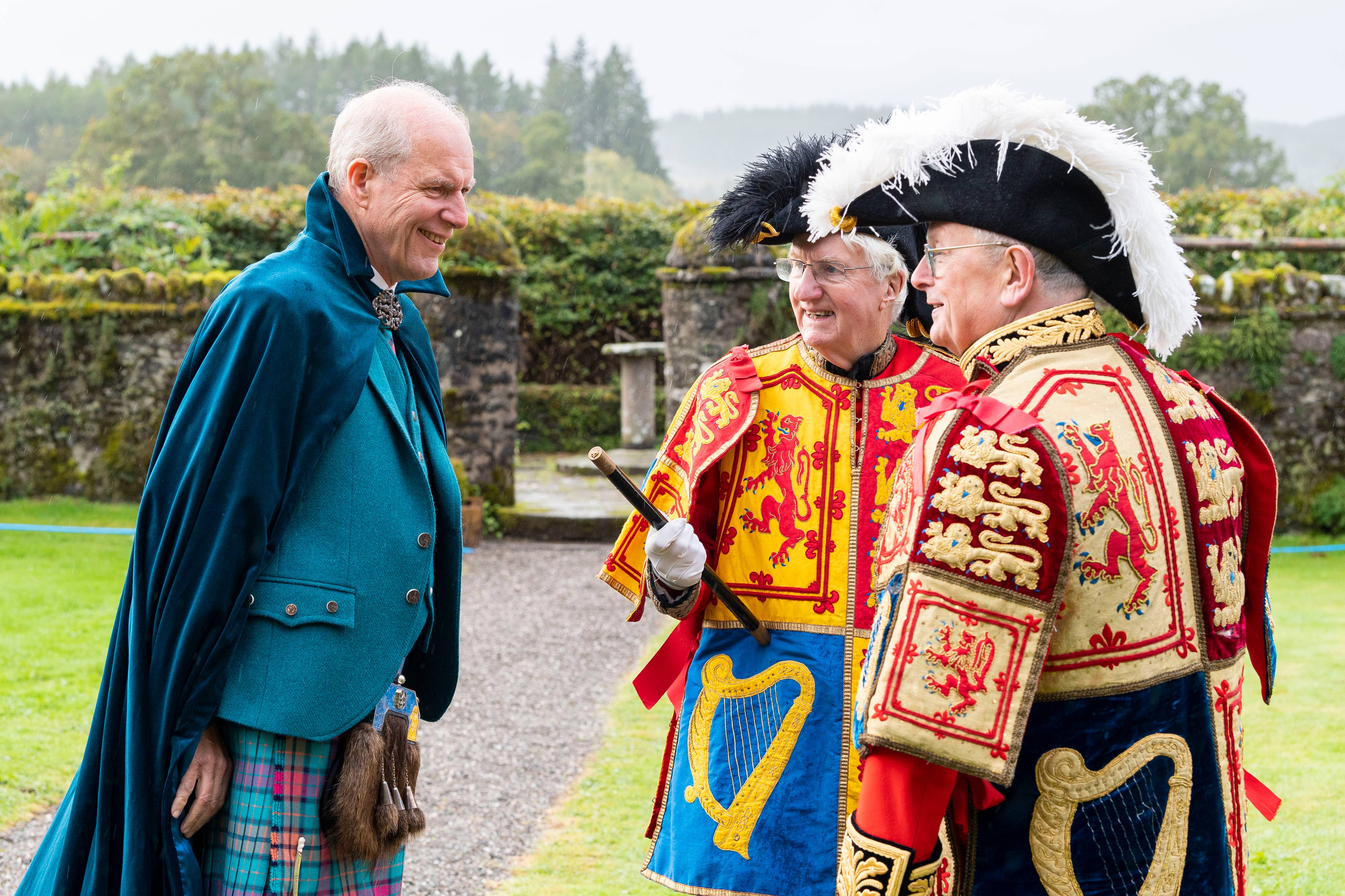 Clan chief John Michael Buchanan was surrounded by ancient clans as he was crowned on Saturday (Stripe Communications/PA)