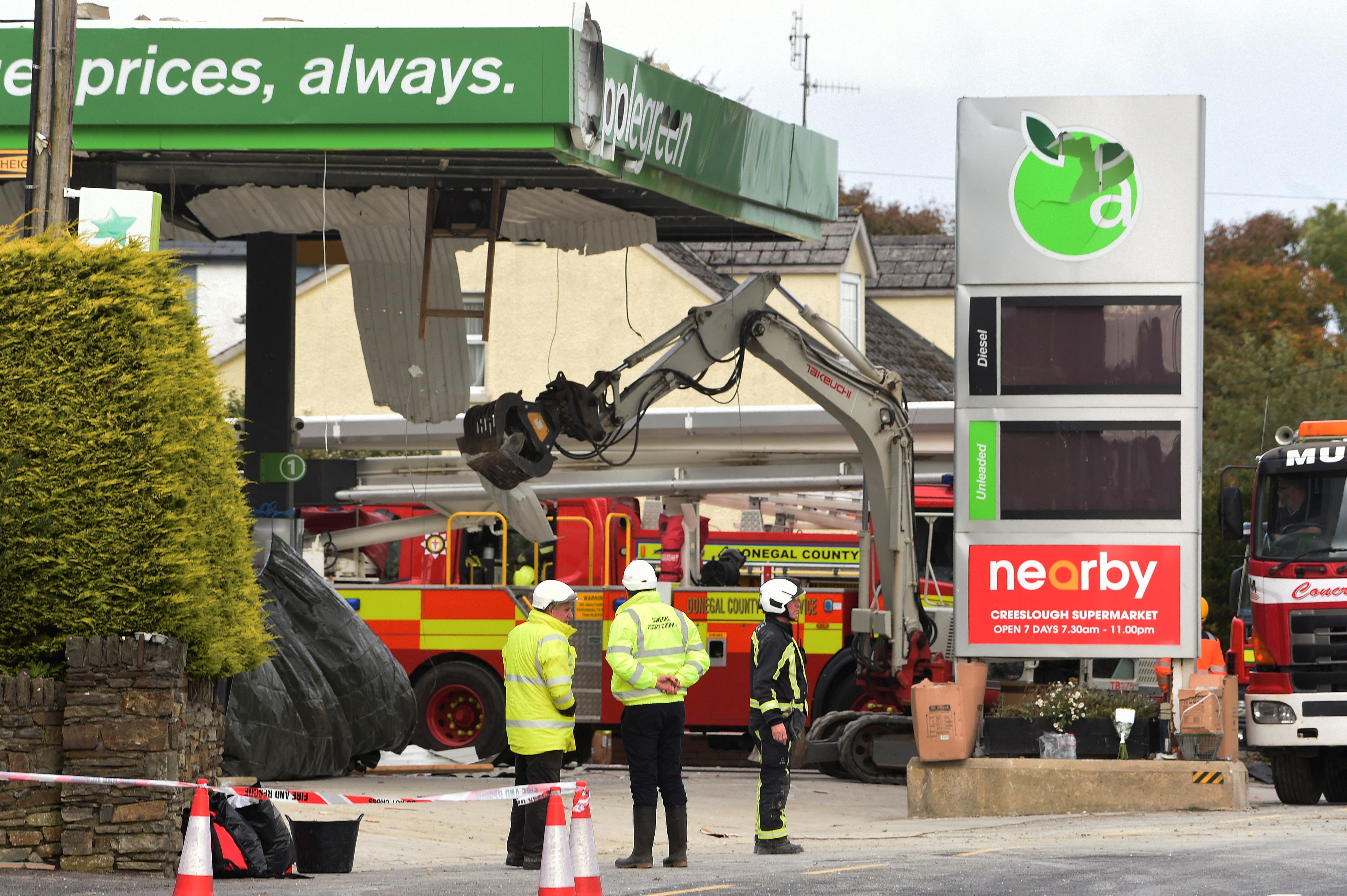 Emergency services at the scene of the deadly explosion in County Donegal