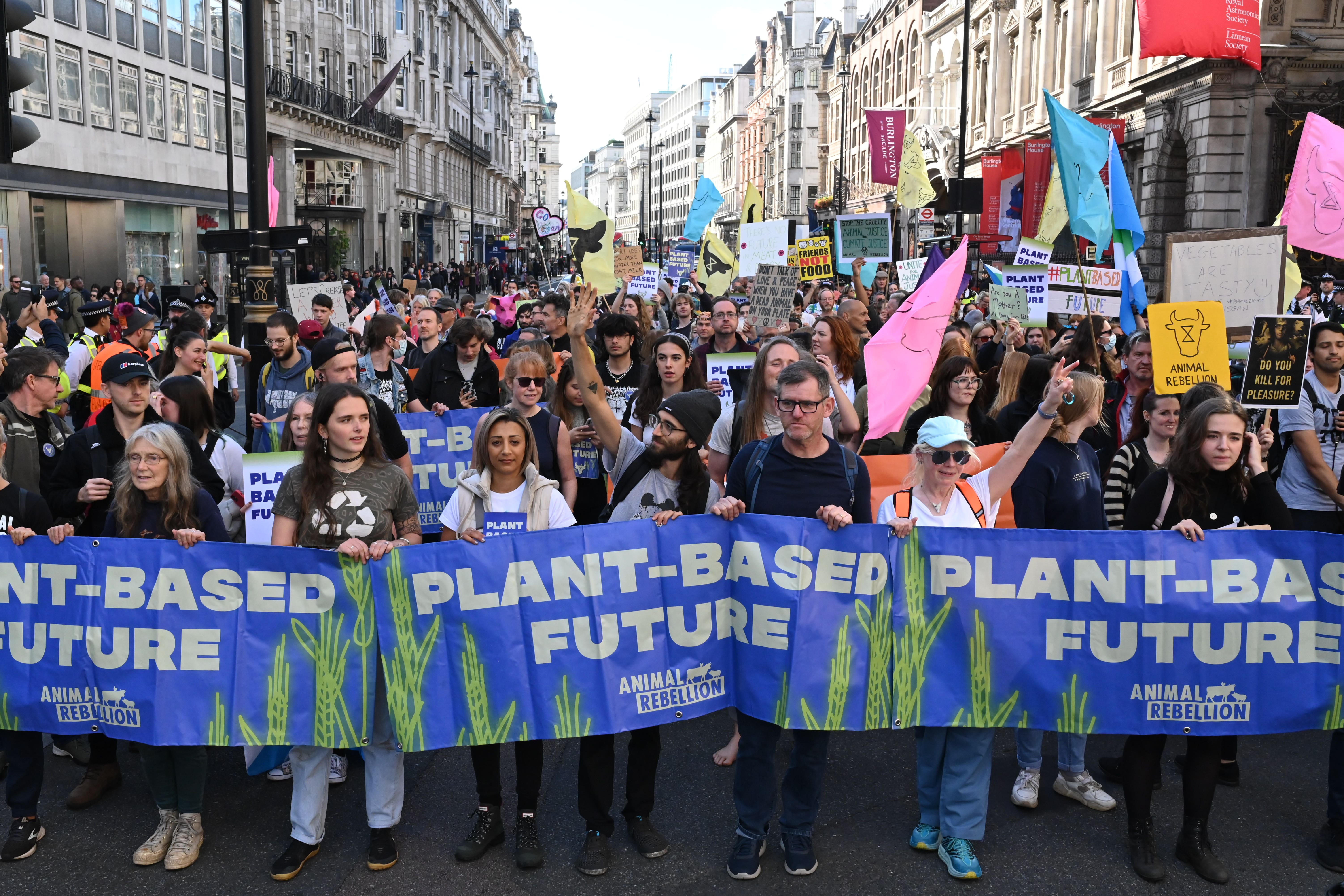 Campaigners on the march (Animal Rebellion/PA)