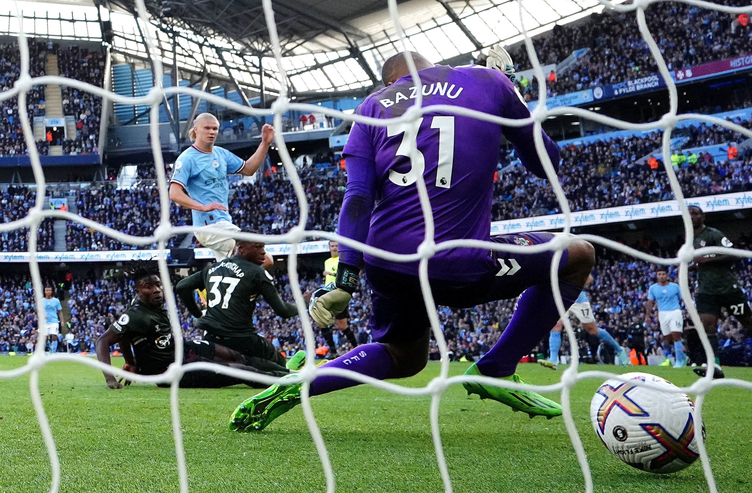 Haaland scores against the Saints in a one-sided match