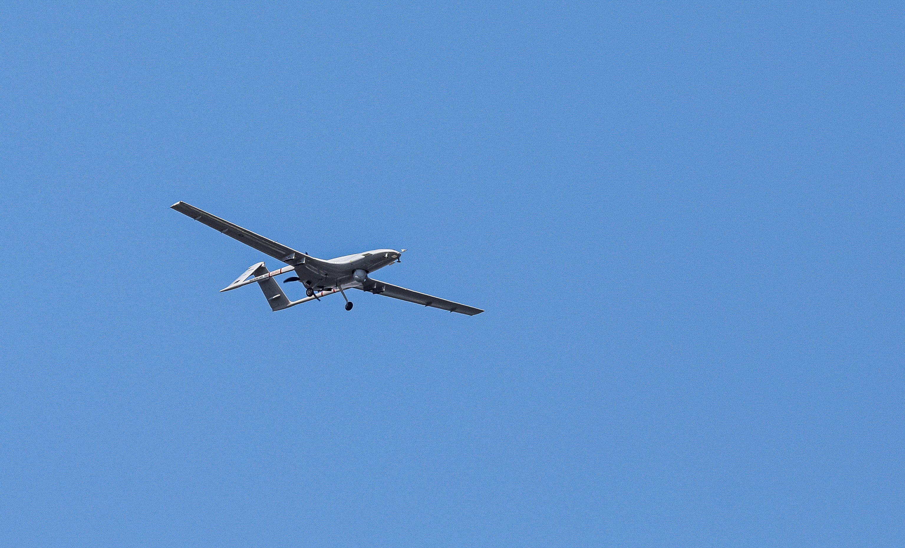 A Bayraktar TB2 drone in flight