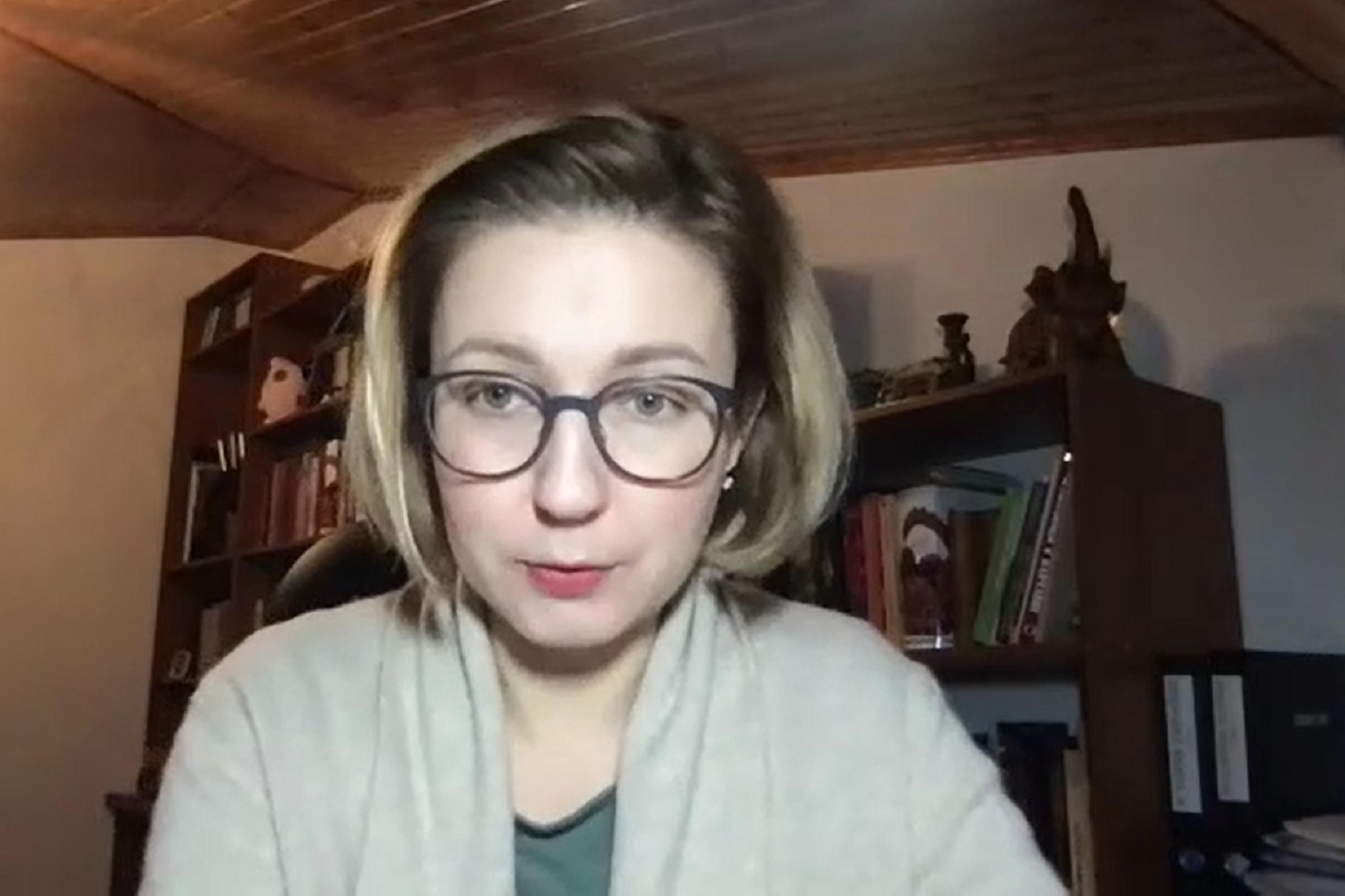 Ukrainian MP Inna Sovsun took her young son to shelter in a metro station during the latest strikes (PA)