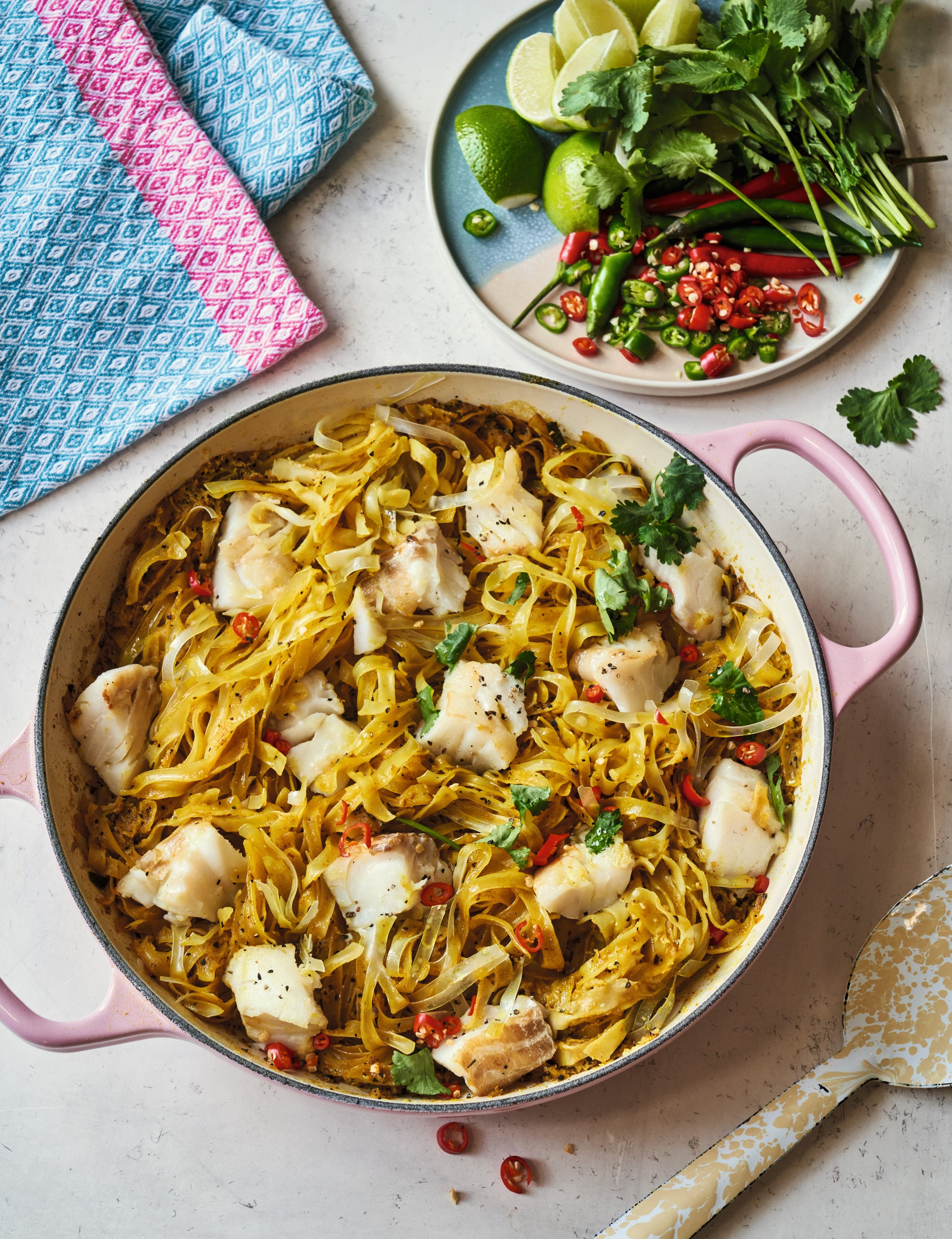 A real one pot wonder, these Thai-inspired coconut fish noodles make for a tasty midweek dinner