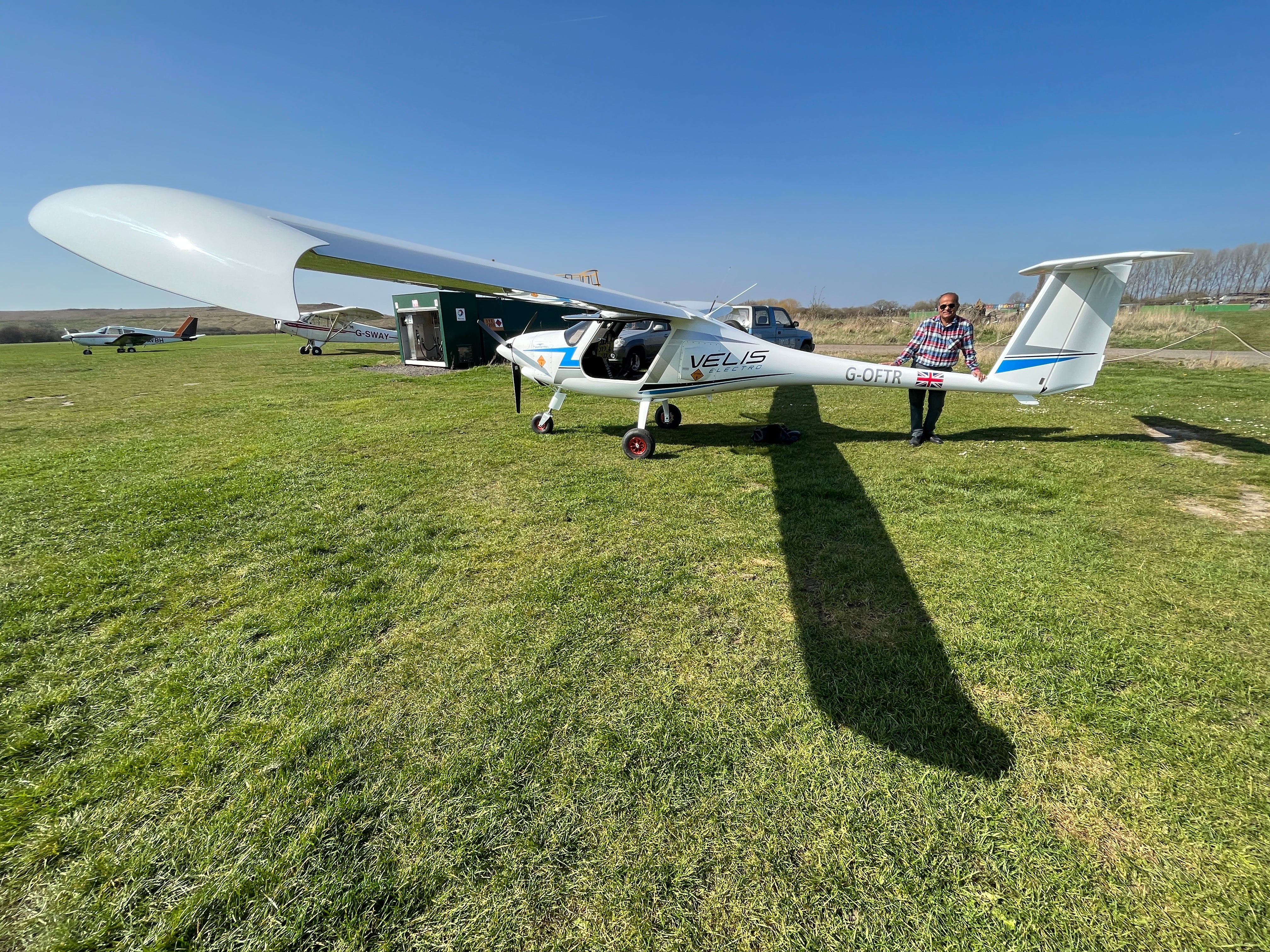 Electric dream: Deepak Mahajan with his Velis Electro aircraft