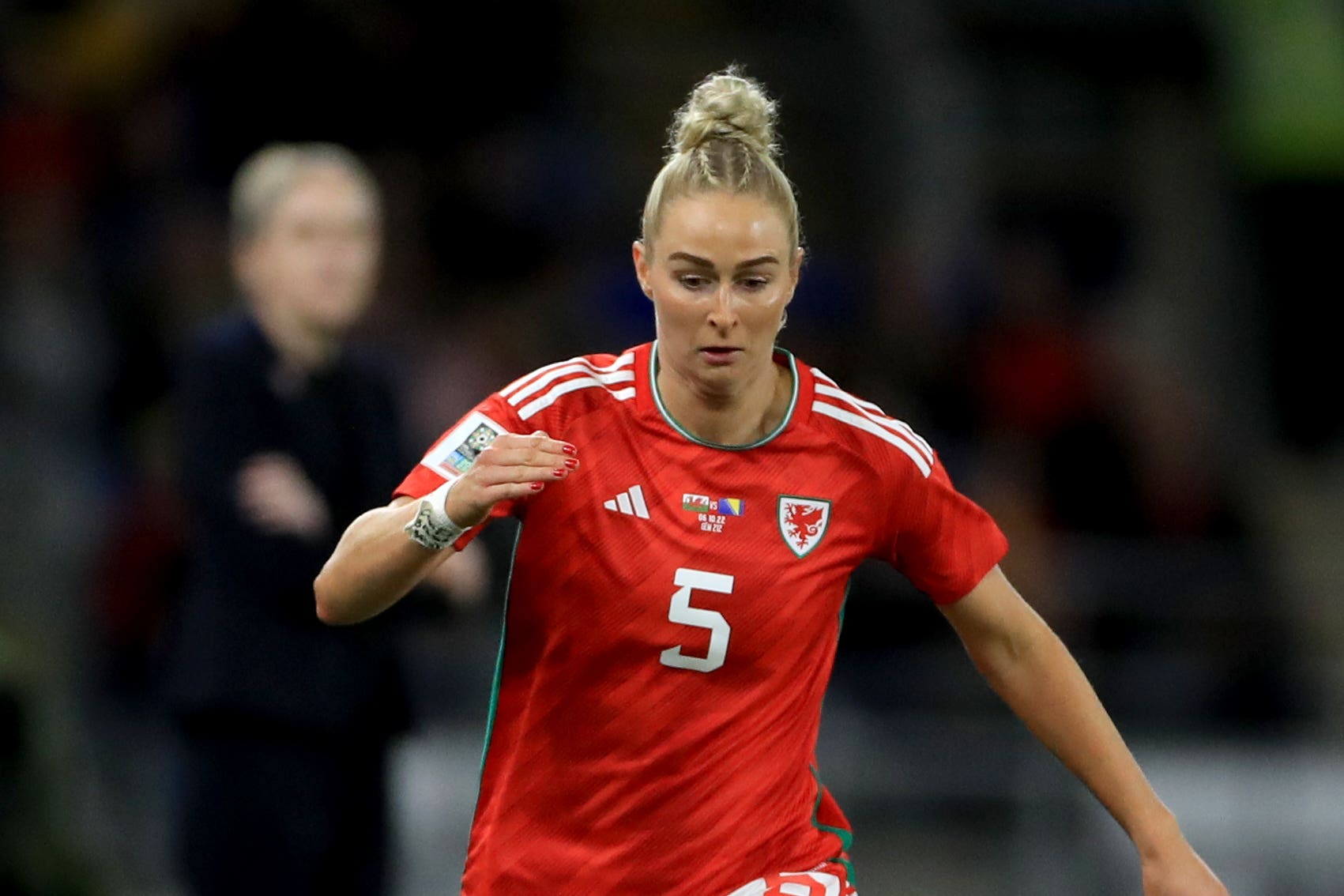 Rhiannon Roberts put Wales ahead in their World Cup play-off with Switzerland (Bradley Collyer/PA)