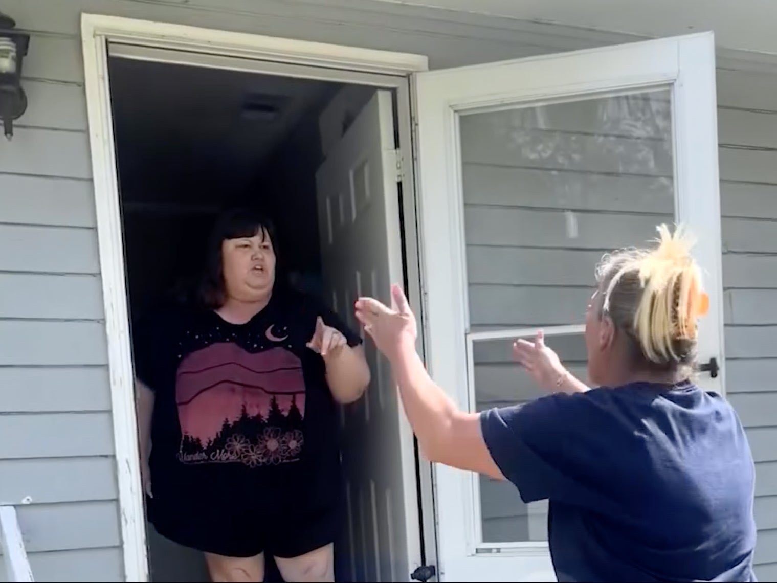 Video showing Quinton’s babysitter (left) and grandmother (right) in a verbal dispute