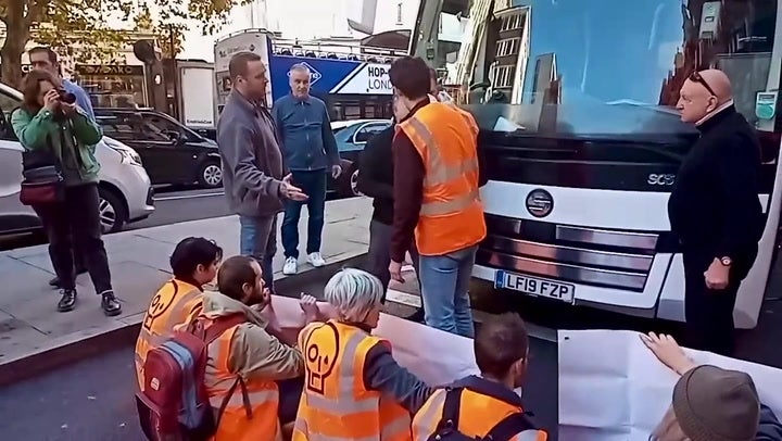 Man pleads with Just Stop Oil protesters to move so he can get sick baby to hospital