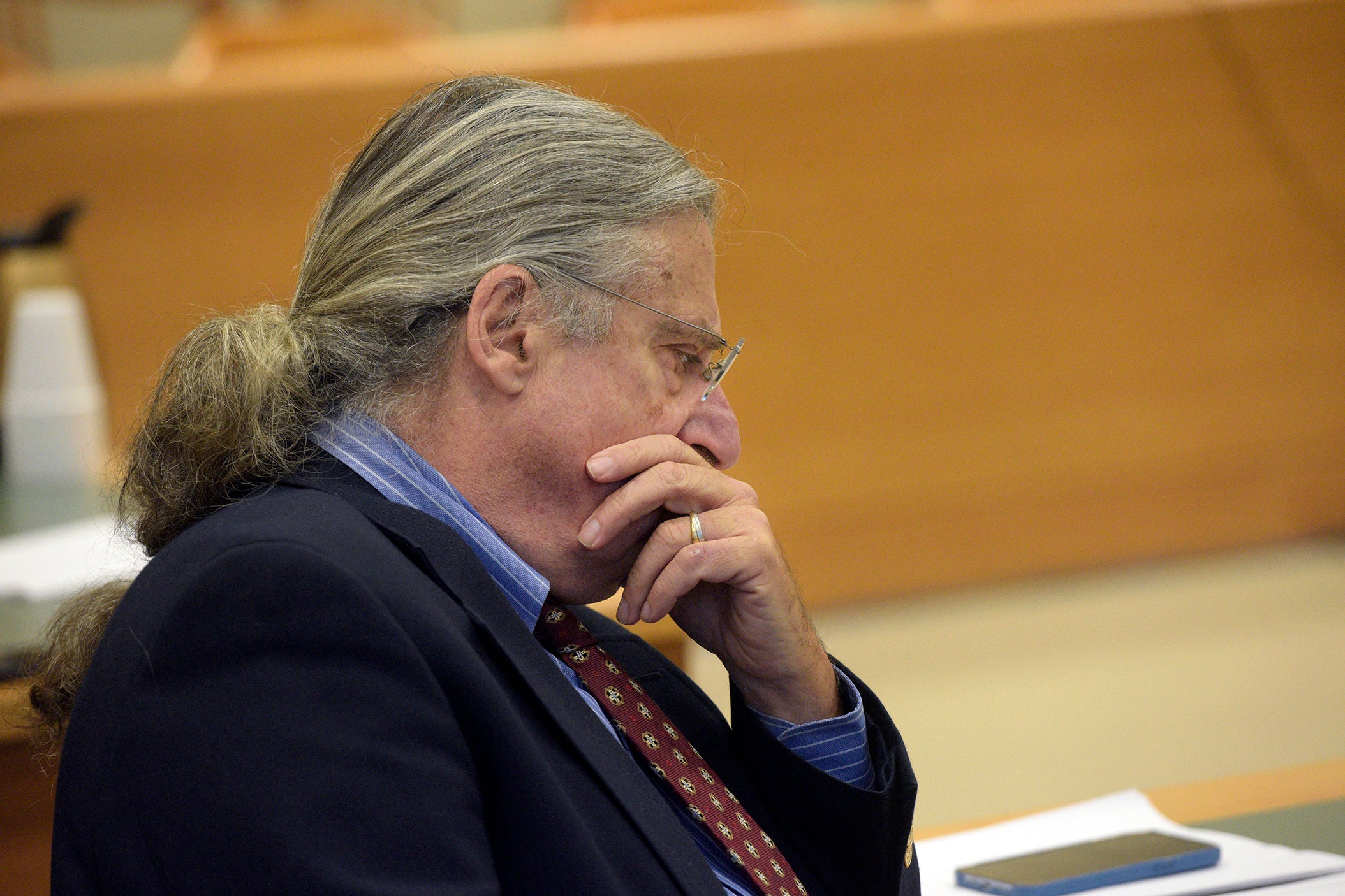 Norm Pattis listens in during the Sandy Hook defamation trial