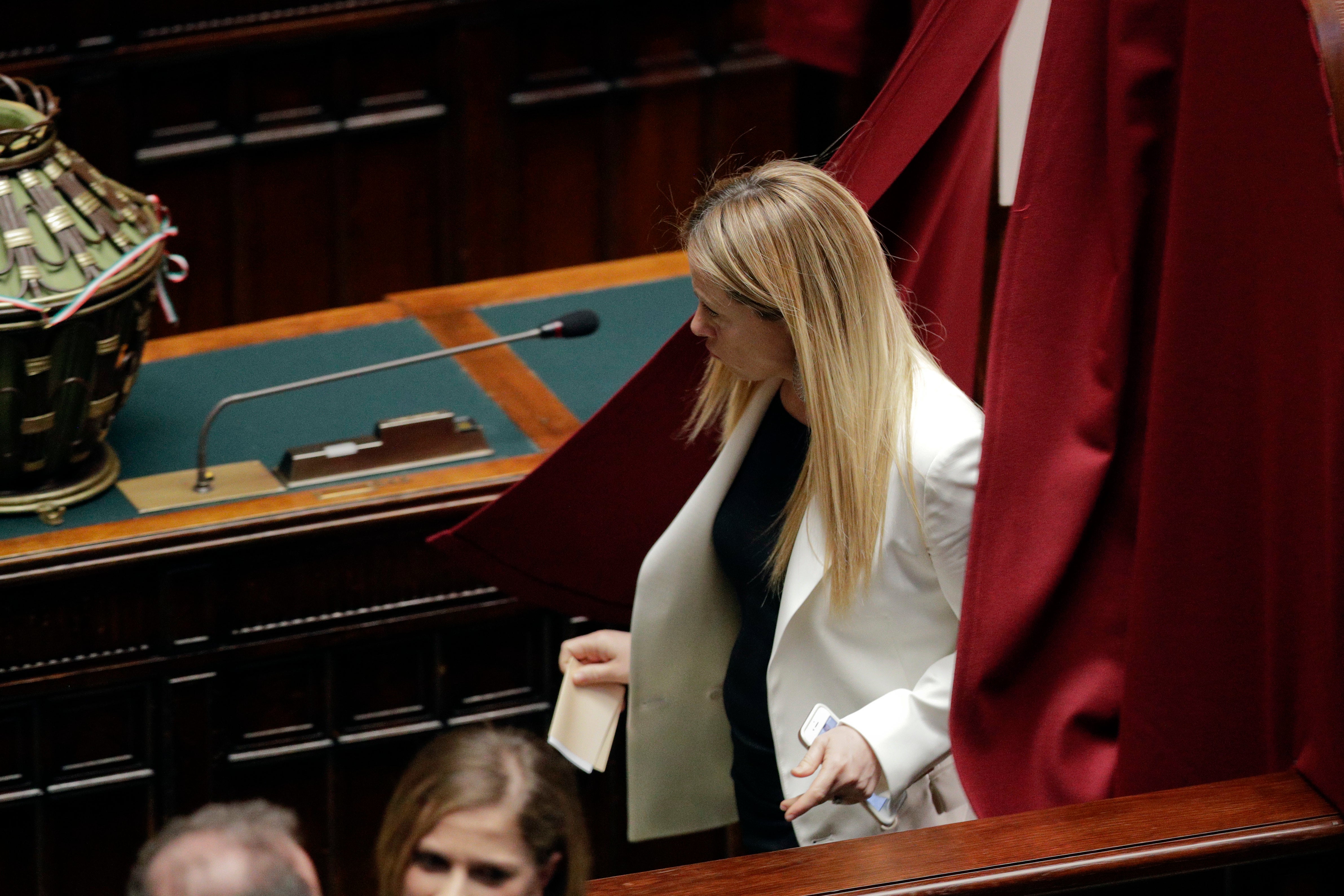 Brothers of Italy’s Giorgia Meloni casts her vote to elect the lower chamber’s president