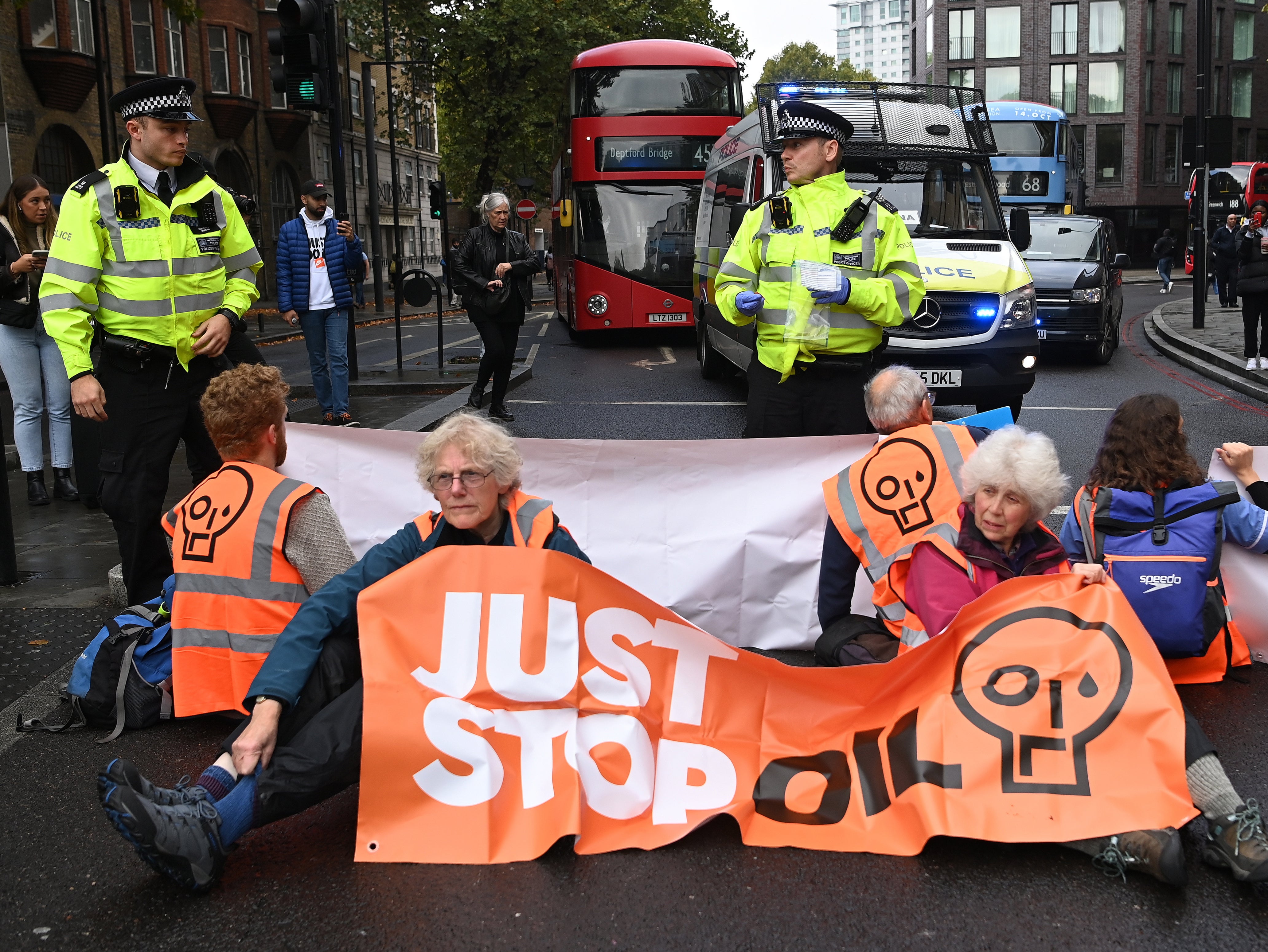 Just Stop Oil protesters blocked roads in Southwark on Thursday