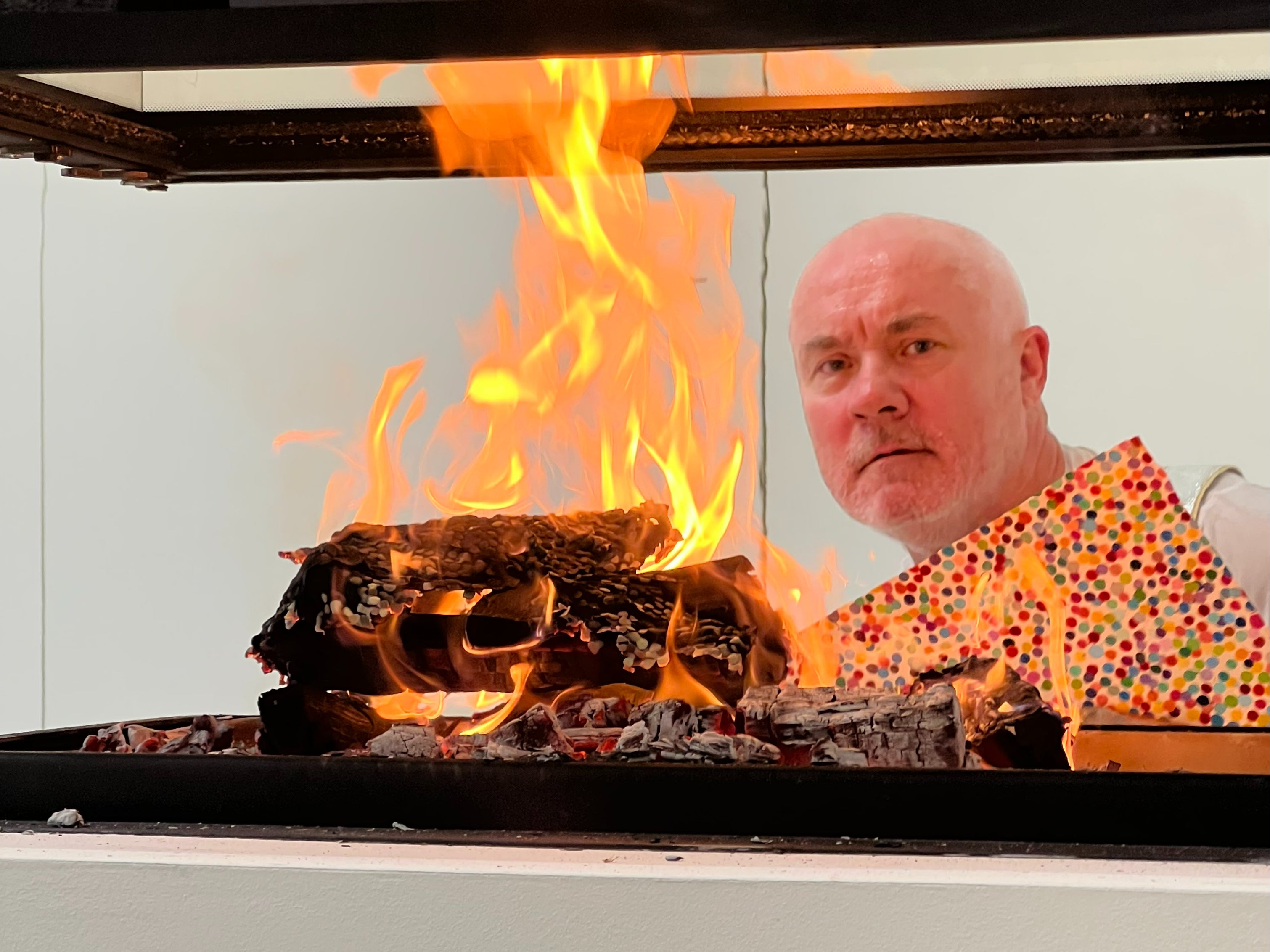 Damien Hirst burning artwork