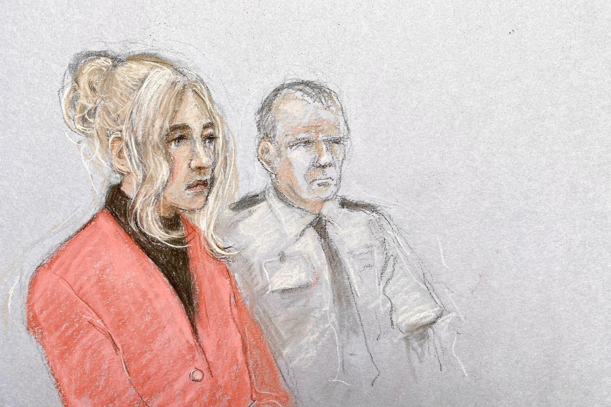 Court artist sketch of Abigail White (Elizabeth Cook/PA)