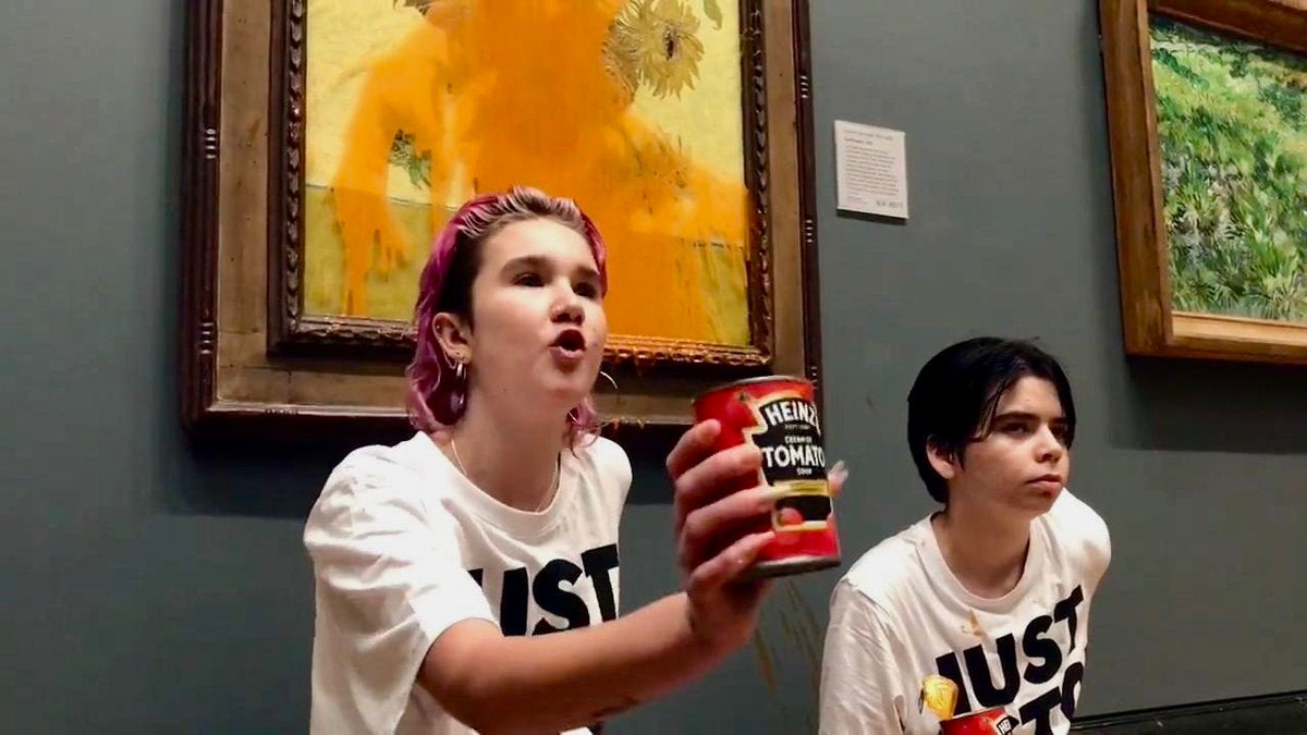 Protestors at the National Gallery threw soup at the painting