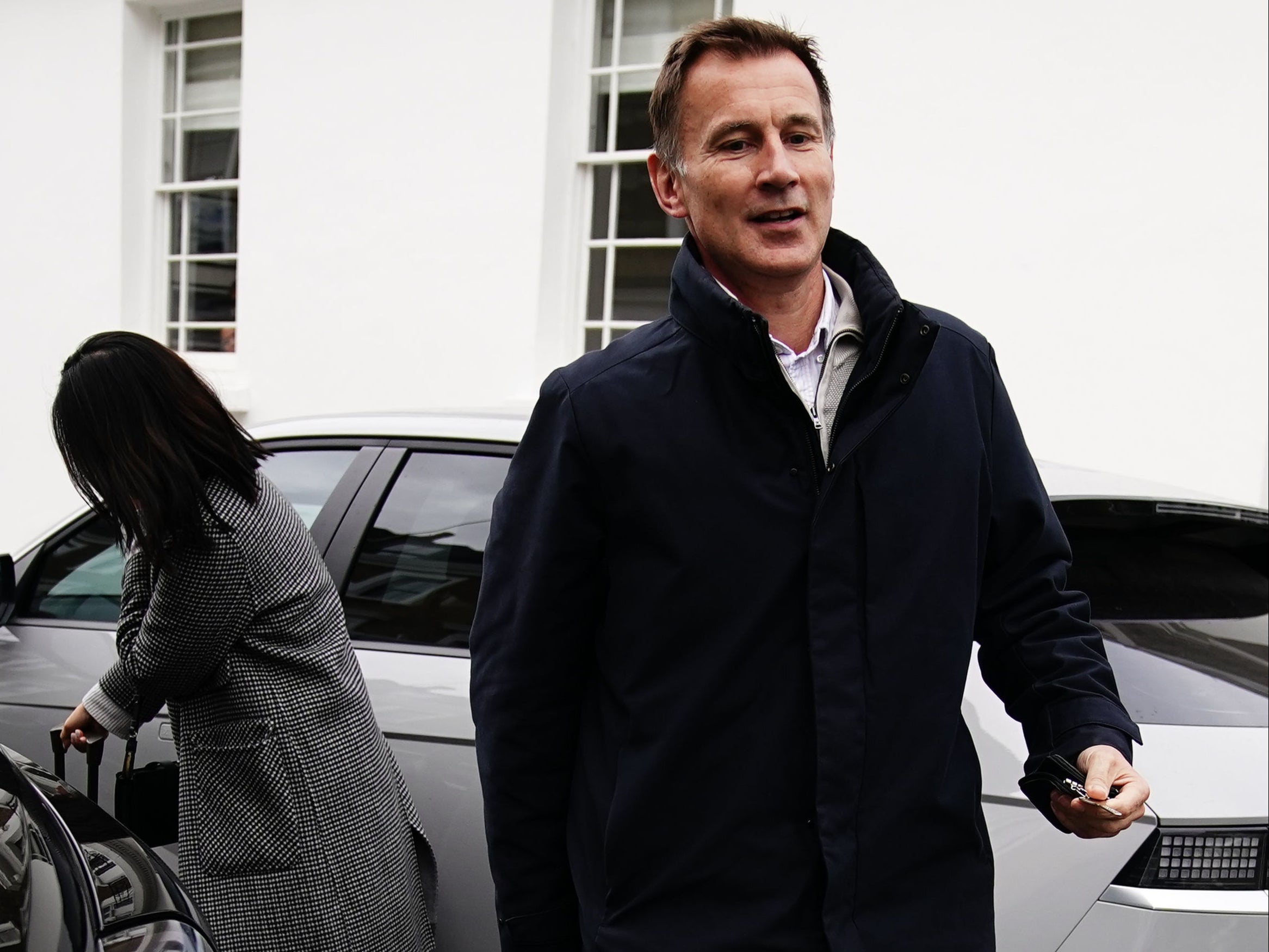 Jeremy Hunt arrives at his home in London after he was appointed chancellor