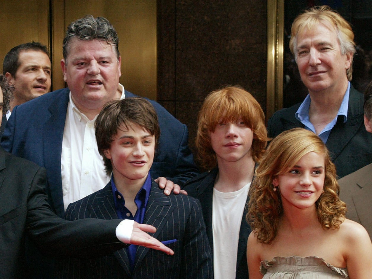 Robbie Coltrane and Alan Rickman with their young ‘Harry Potter’ co-stars