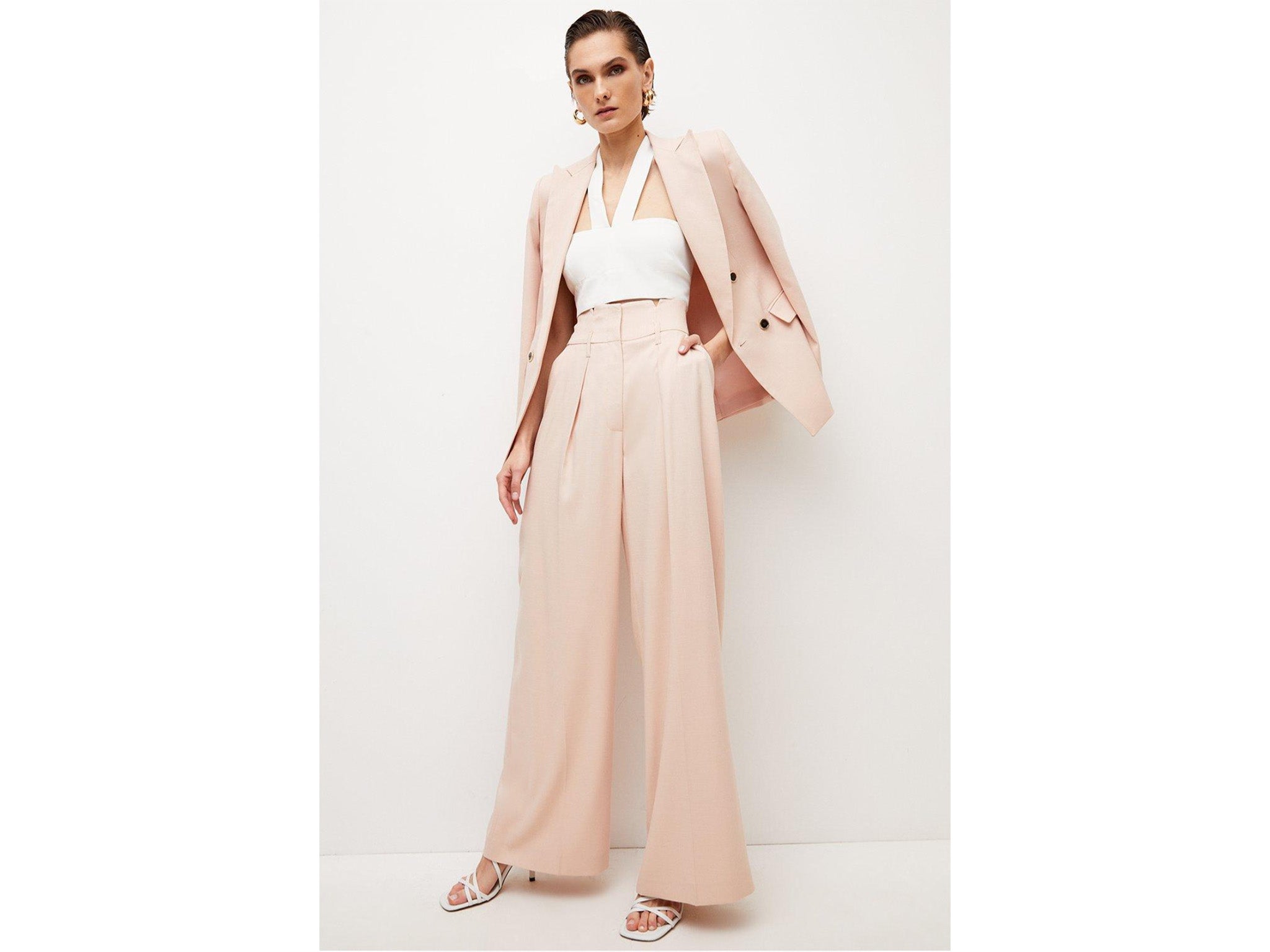 Karen Millen relaxed tailored high waist wide leg trousers